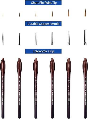 Miniatura 3 de XDT#729 - Juego de 6 pinceles con mango triangular #00000#000#0#2#4#6, pintura de detalles finos, modelos a escala, aceite acrílico para acuarelas