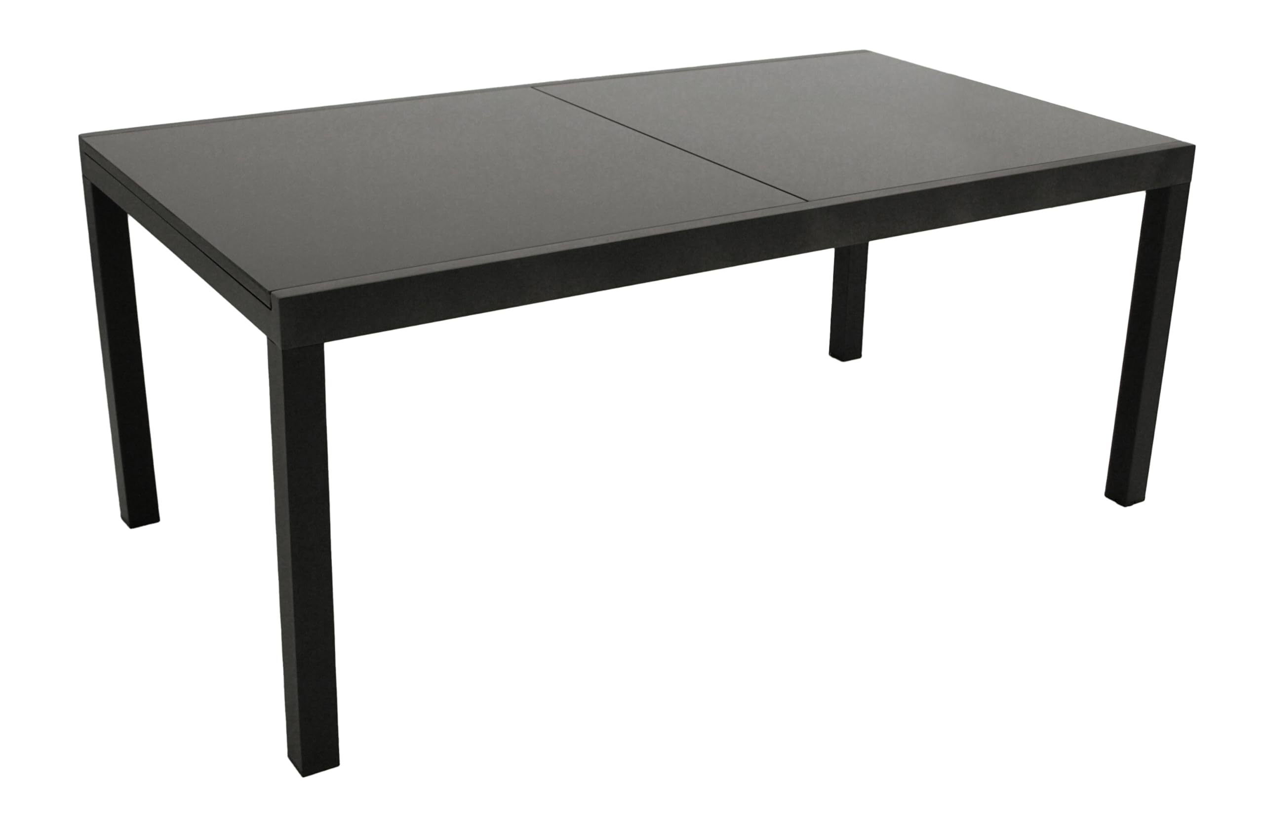 DEGAMO Gartentisch Ausziehtisch ELBA XXL, 200/300x110cm, Aluminium anthrazit + Glas schwarz, Outdoor
