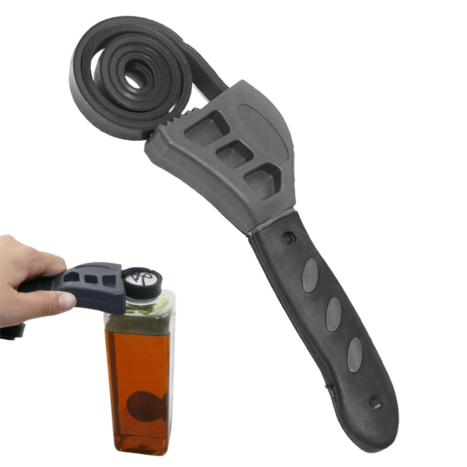 EMTPJAL 50cm Adjustable Strap Wrench Jar Opener - Universal Ratchet Spanner for Weak/Arthritis Hands, Non-Slip Rubber Grip, Suitable for Jars, Oil Filters & Garage/Kitchen Use