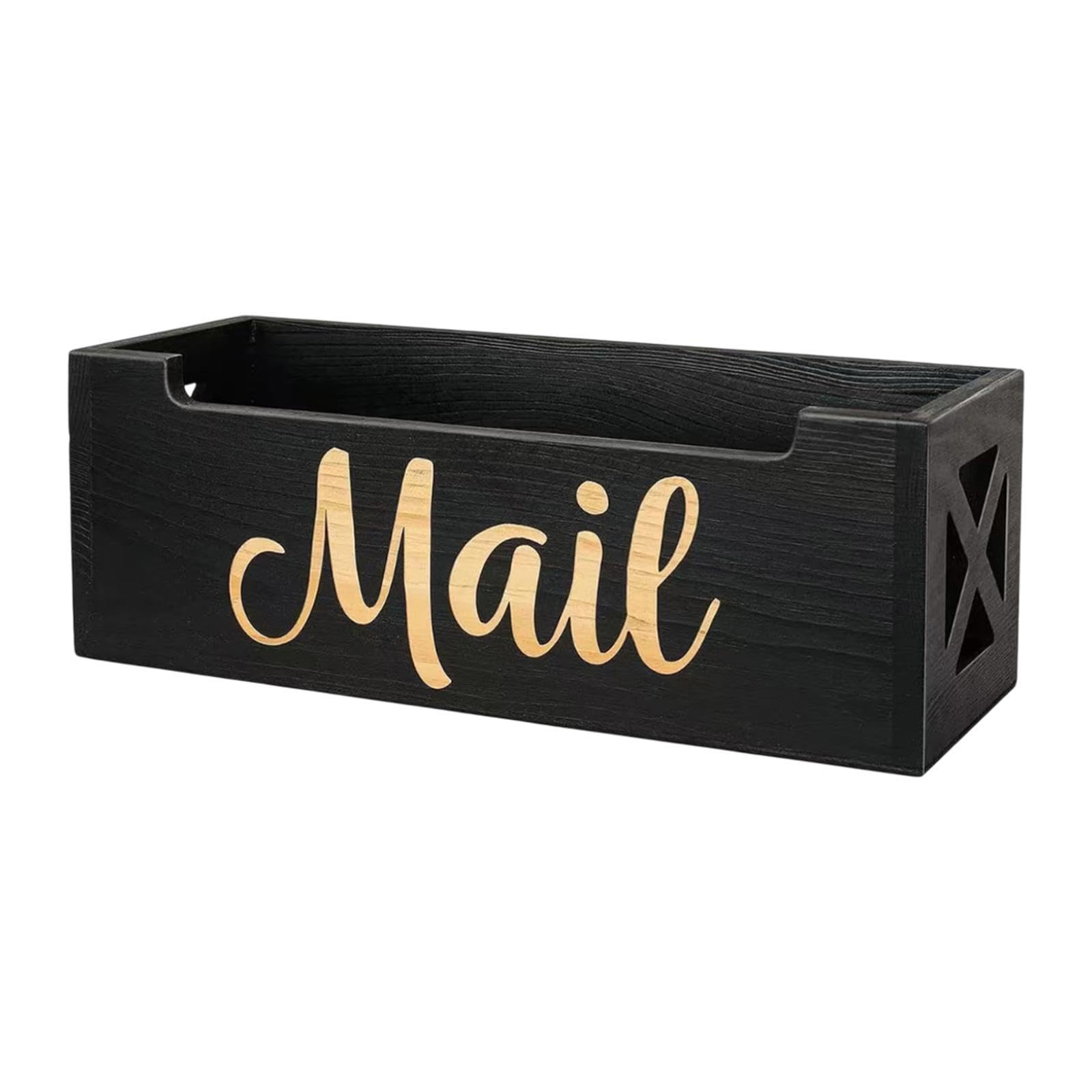 Merishopp Wood Mail Organizer Multipurpose Decorative Black Wall Mounted or Countertop|Home & Garden | Key & Letter Holders|1 Mail Organizer-image-11