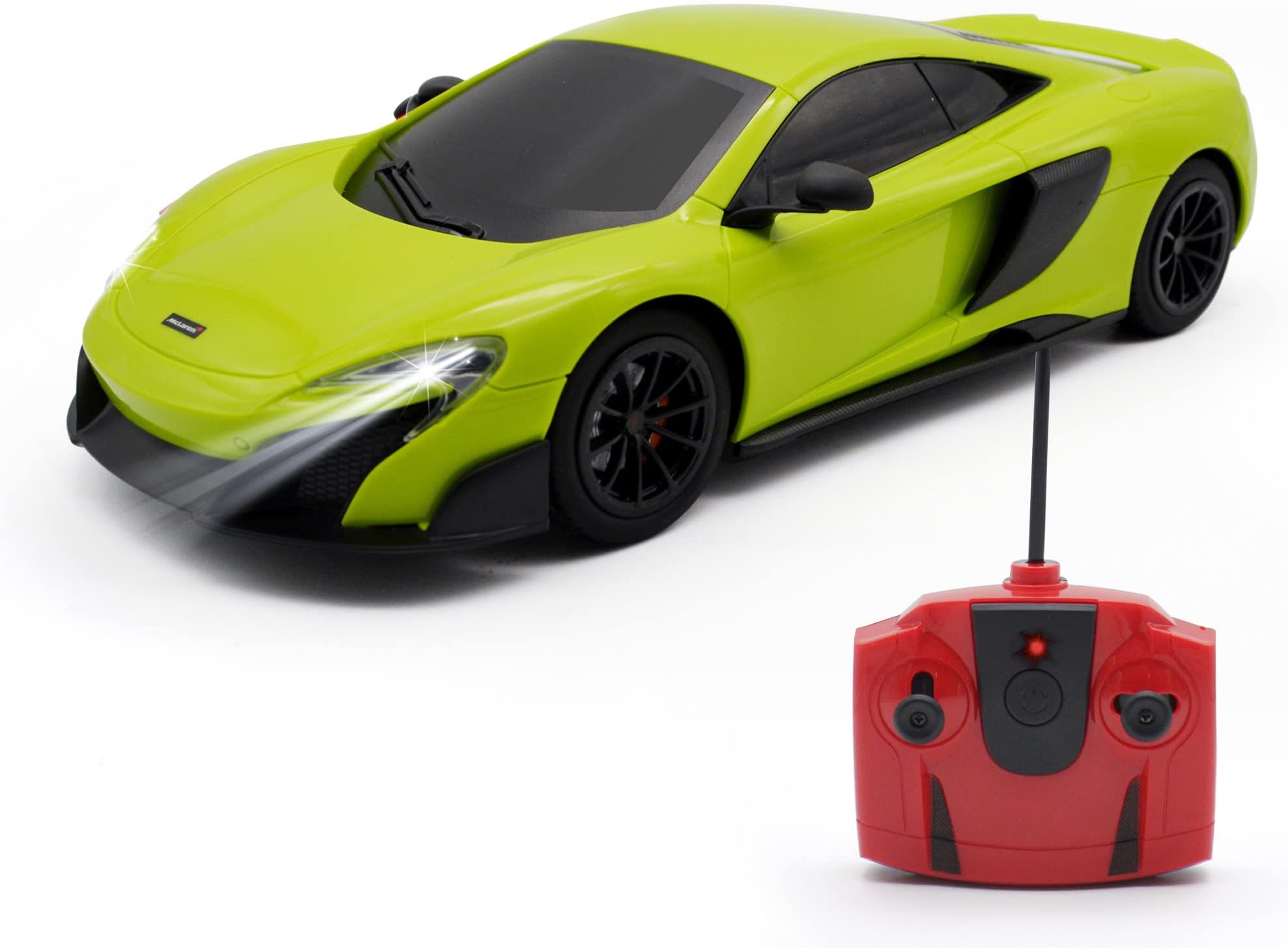 QUN XING Remote Control CAR - 1:18 McLaren 675LT RC Sports Car Model Hobby RC Cars Officially Licensed with Lights for Boys Age 8-12 Years Easter Gift, Green
