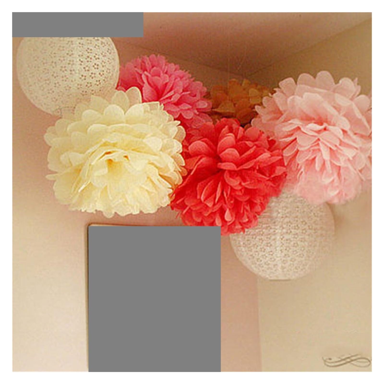 Pompones De Papel 5 Uds 10/20/30cm Pompones De Papel Tisú Fondo De Fiesta Pompones Flores Decoración De Boda(Coffee,30cm(12inch))