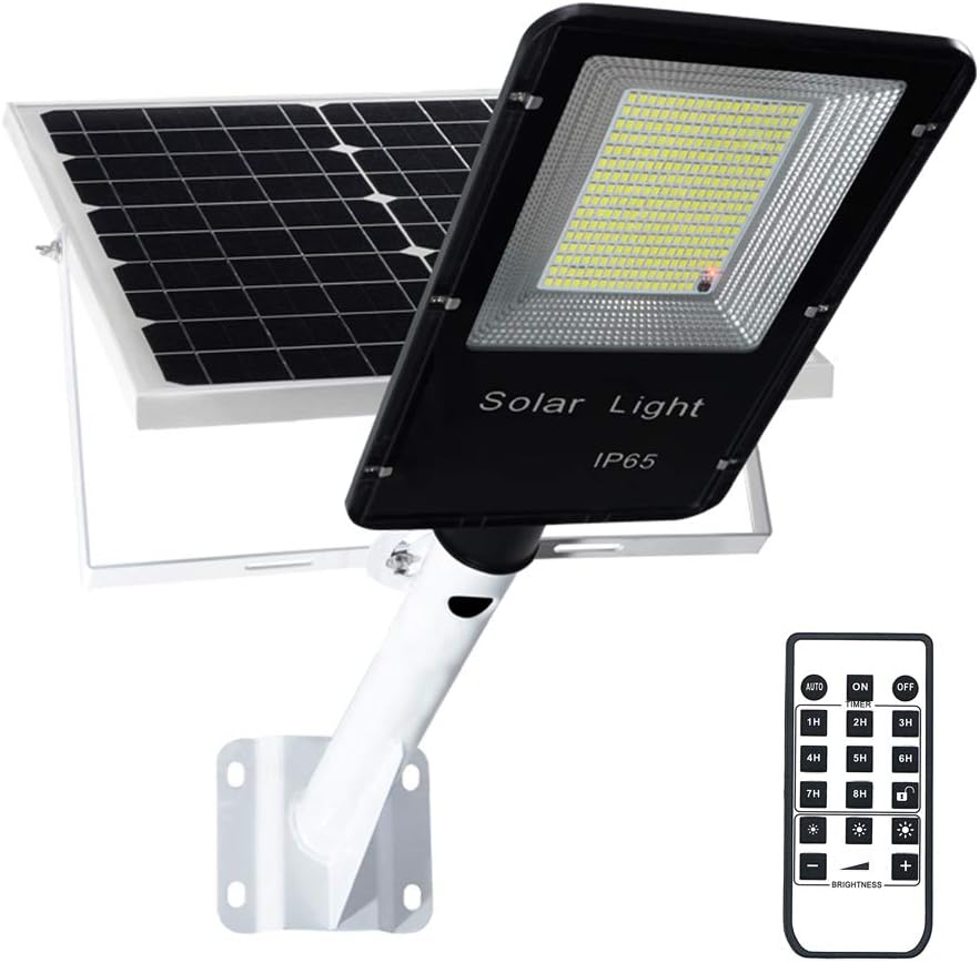 Szyoumy solar street lights outdoor dusk to dawn with pole 300 LED Area of 100 Square Meters 6000 mA motion sensor Solar Panel Light for Gardens Sports Courts stadiums Streets Waterproof 200W