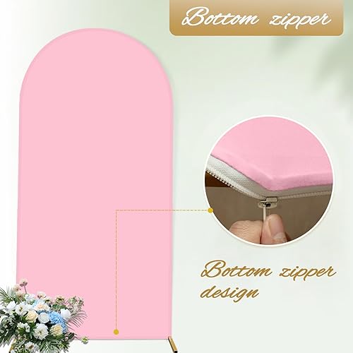 Miniatura 3 de Cubierta de fondo de arco de elastano, rosa, 2 lados, se adapta a 3.3 x 6.6 pies, para bodas, baby shower, decoración de banquetes