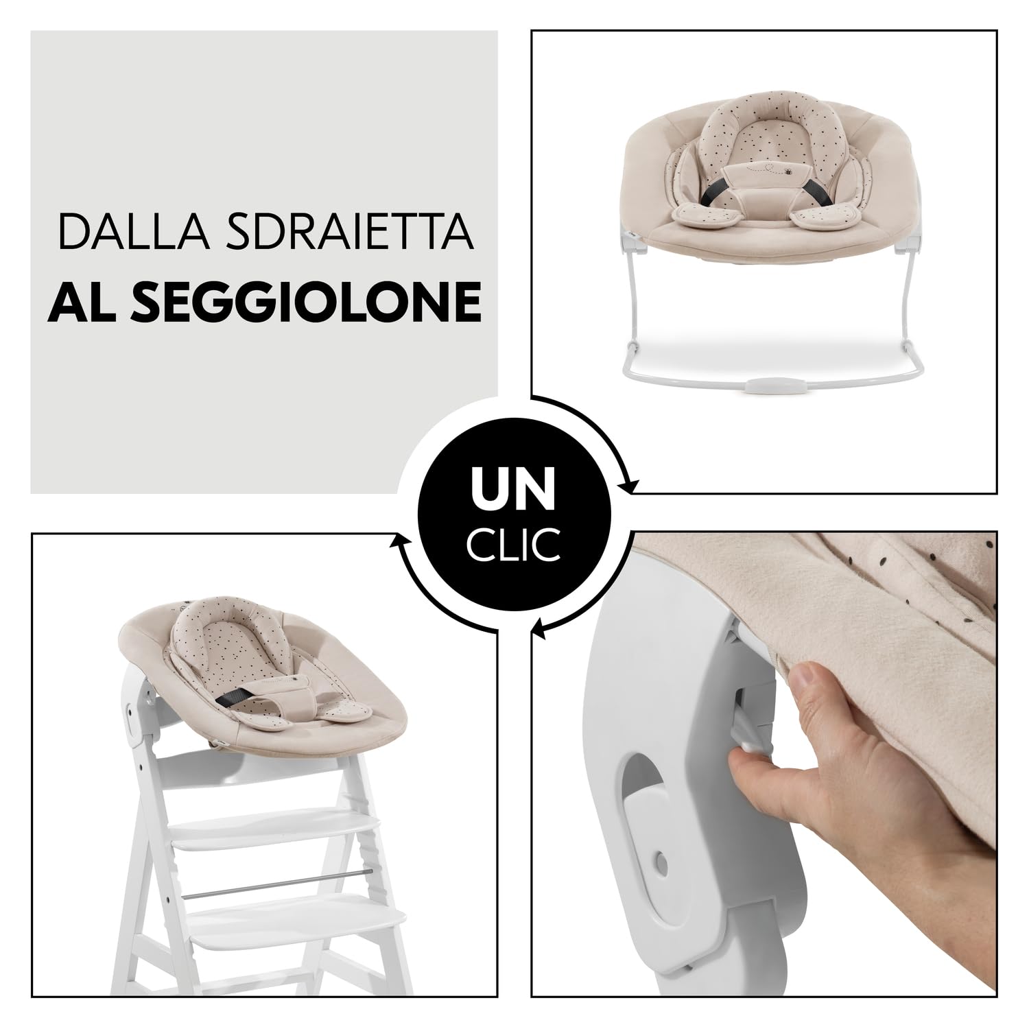 hauck Alpha Bouncer 2in1, Disney Winnie the Pooh - Sdraietta Neonato con Base Dondolo Compatibile con Seggioloni Pappa Alpha+ e Beta+ da 0 Mesi fino a 9 kg con Cintura a 3 Punti e Riduttore di Seduta