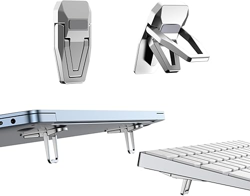 Soporte de teclado de computadora de aleación de zinc para escritorio, elevador de teclado plegable con 2 ángulos ajustables, soporte invisible