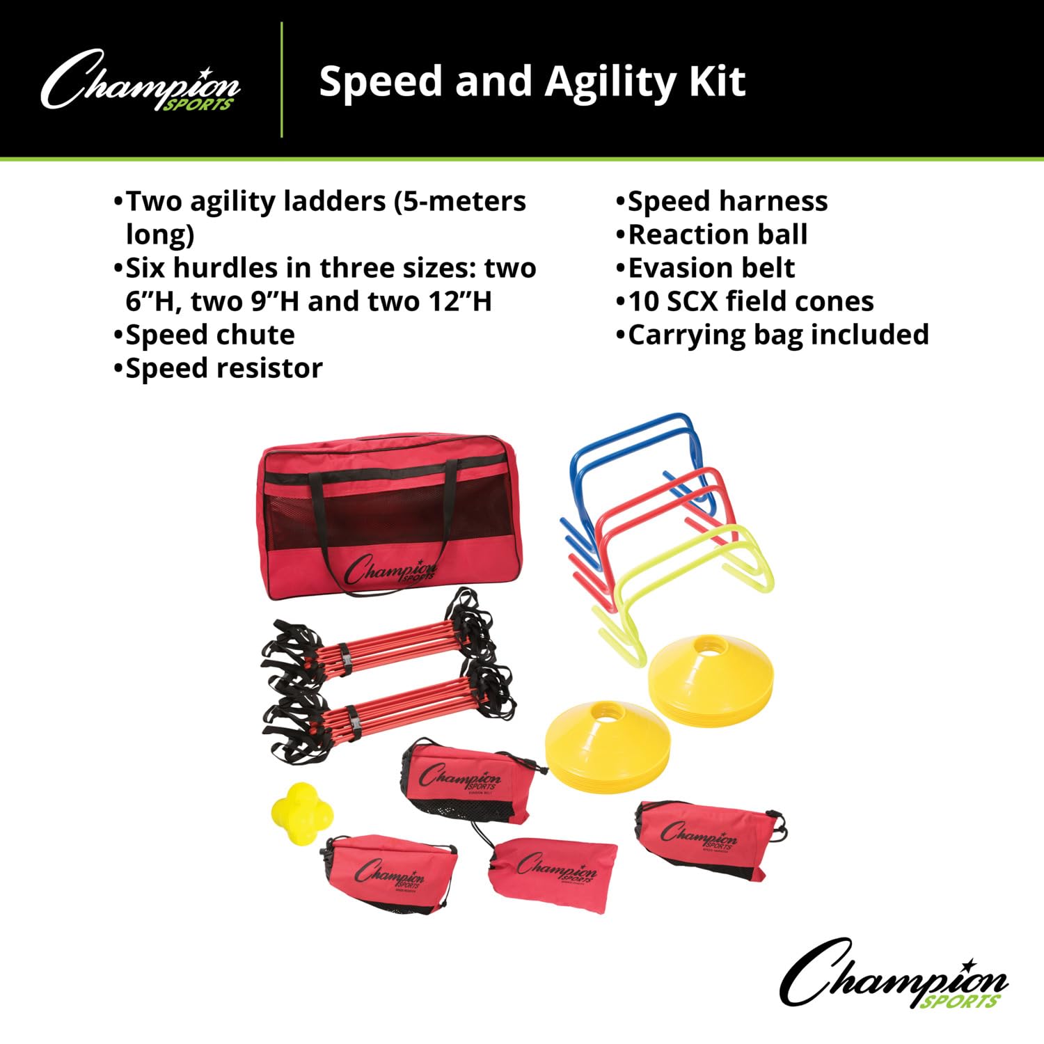 Amazon.com : Champion Sports SAGKIT Speed Agility Training Kit,15