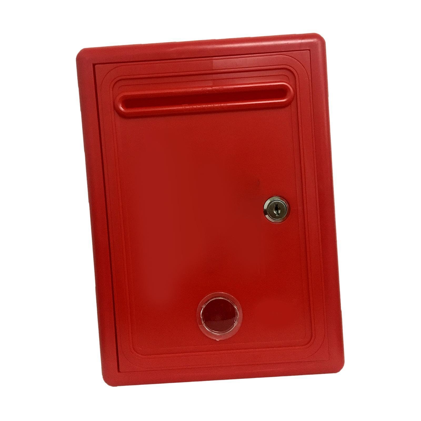 Robuster, abschließbarer Beschwerdekasten mit Sichtfenster, ideal für Büros, als Spendenbox oder wasserdichte Beschwerdebox, Rot
