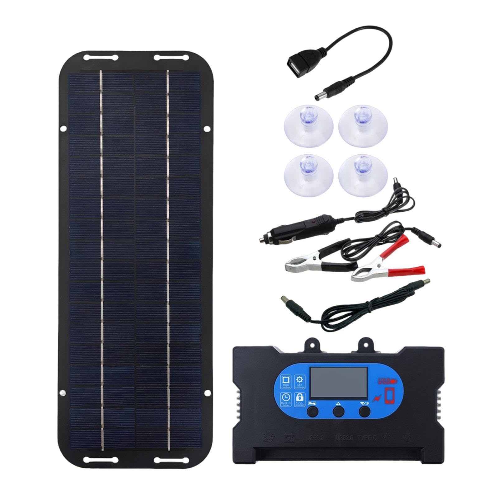 Solarpanel Kit Portable with Controller Accessories for Rv Marine Motorhome Black-image-14