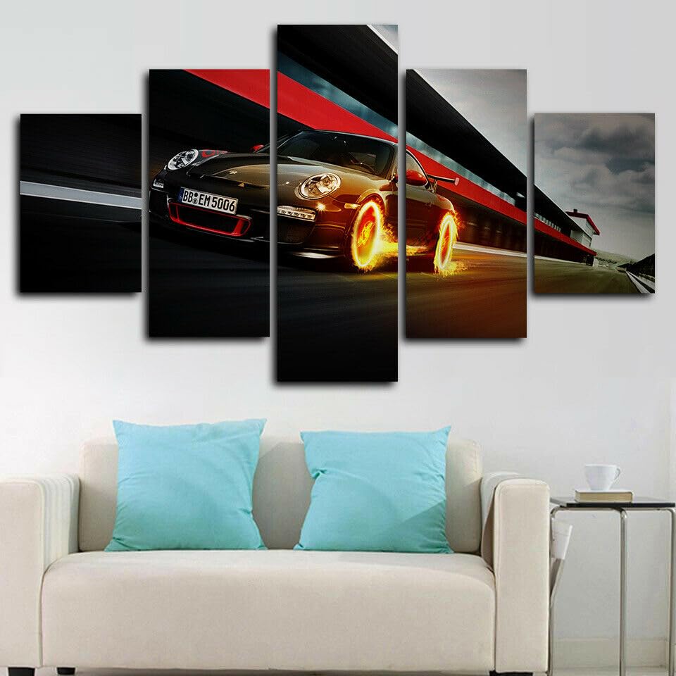 Voiture de sport Porsche GT3 RS grand cadre décoration murale chambre ado