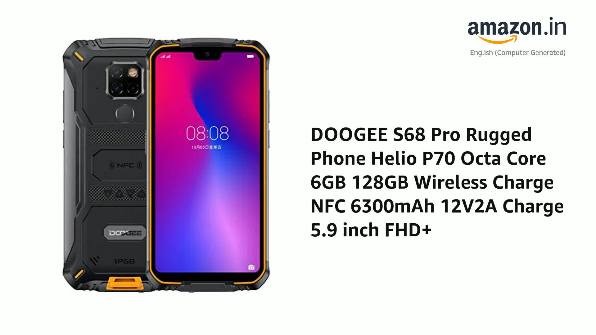 DOOGEE S68 Pro Rugged Phone Helio P70 Octa Core 6GB 128GB Wireless  