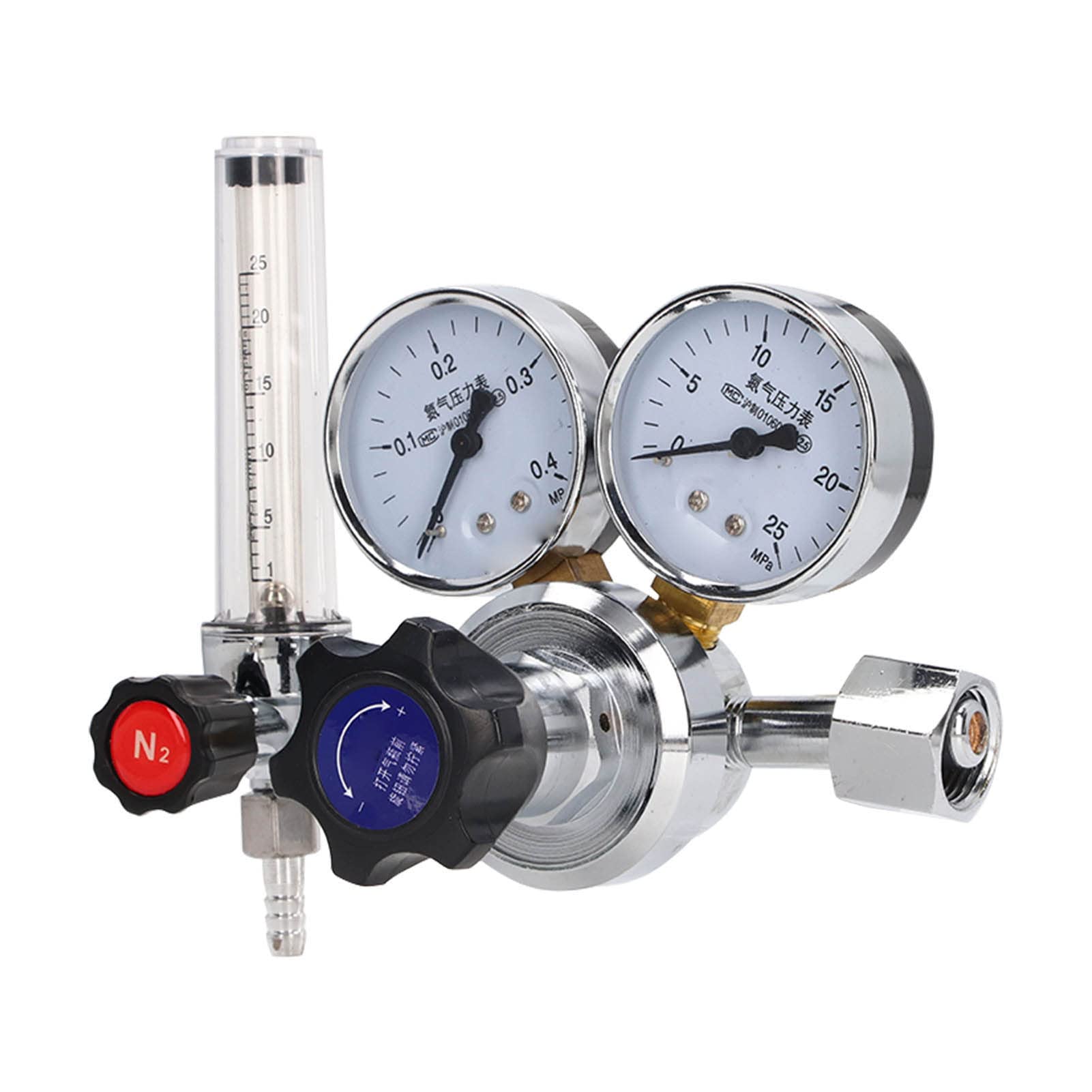 Oumefar Válvula Reguladora de Gas Nitrógeno, Válvula de Latón, Control de Alta Precisión para Laboratorio, Fabricación Industrial, 1 Reguladora de Gas Nitrógeno