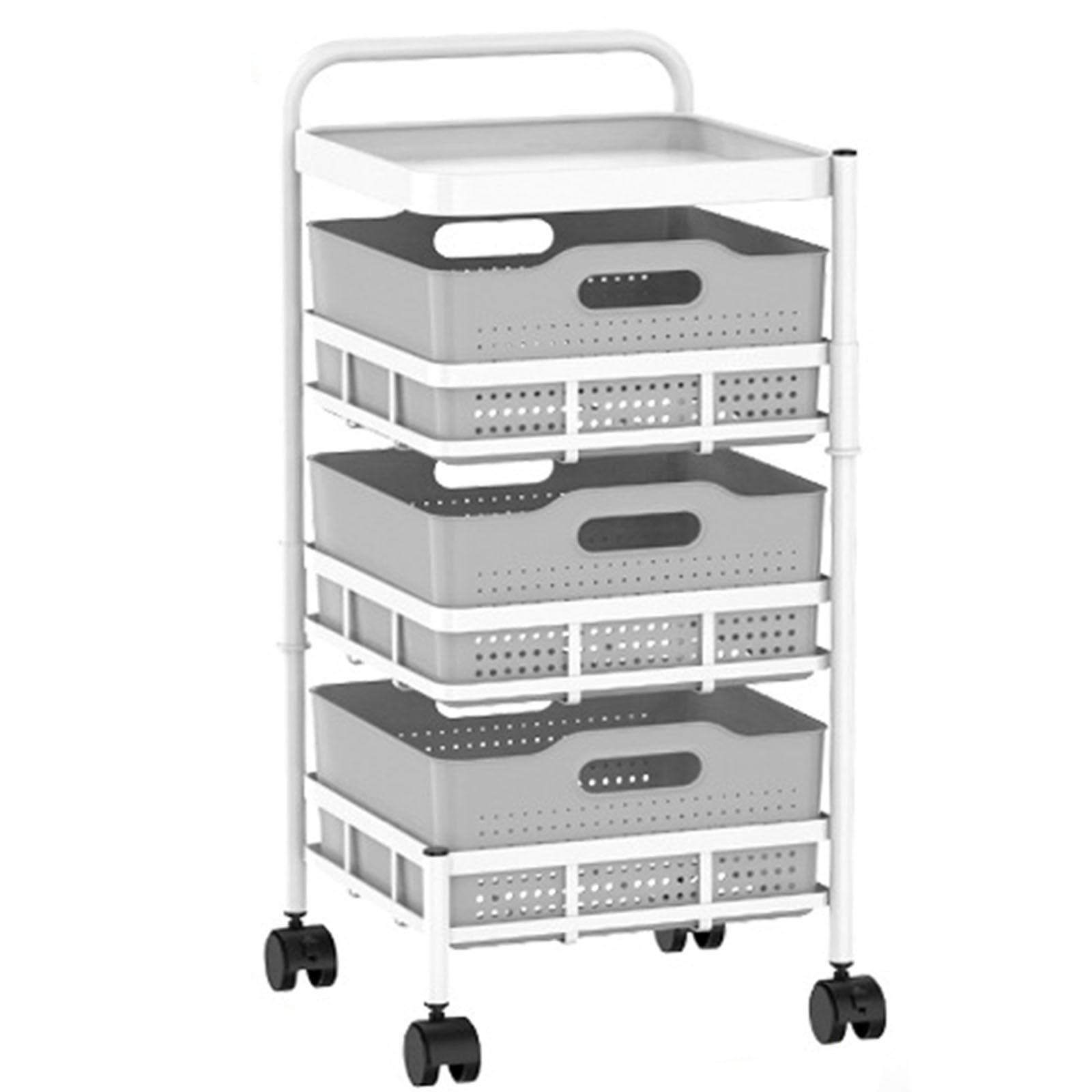 Eiwitany The Rotatable Kitchen Trolley Is Layered for Storage and Easy Access. It Can Store Toys, Fruits and Vegetables, Daily Necessities, Etc. (three layers)