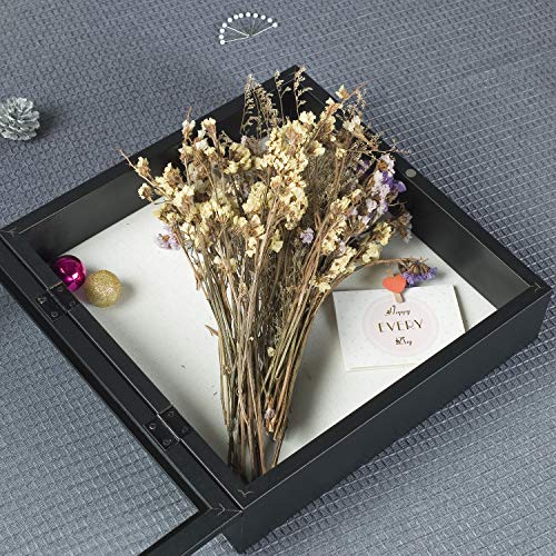Image of Muzilife 11x11 Deep Shadow Box Picture Frame with Linen Board Wood Glass Display Case Ready to Hang Memory Box Baby Sports Memorabilia, Awards, Medals, Wedding, Tickets, and Photos (Black)