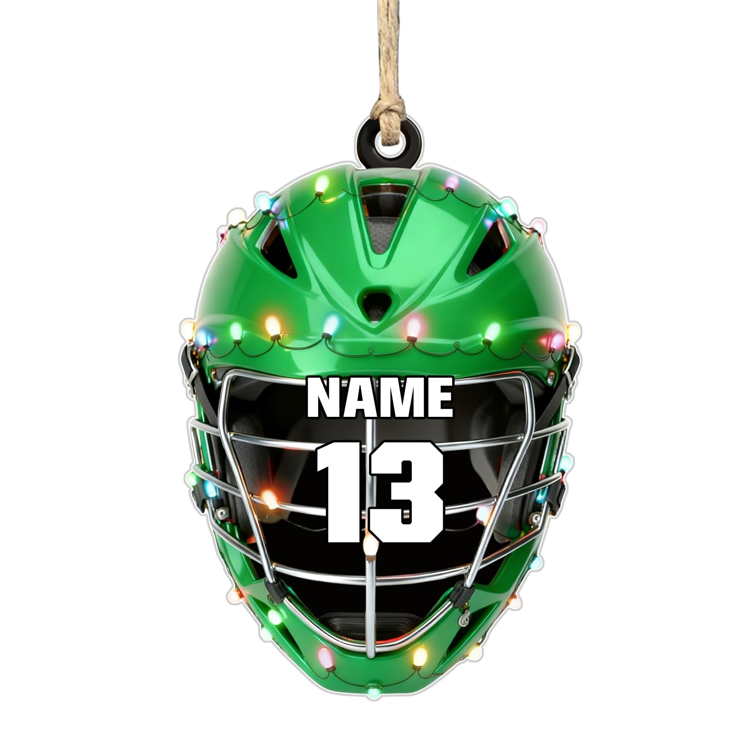 Kkiioexx Style 4 Personalized 2D Flat Lacrosse Helmet Christmas Ornament,Custom Lacrosse Amor Shape Hanging Ornaments For Christmas Trees,Xmas Gift For Lacrosse Lovers Players Coaches