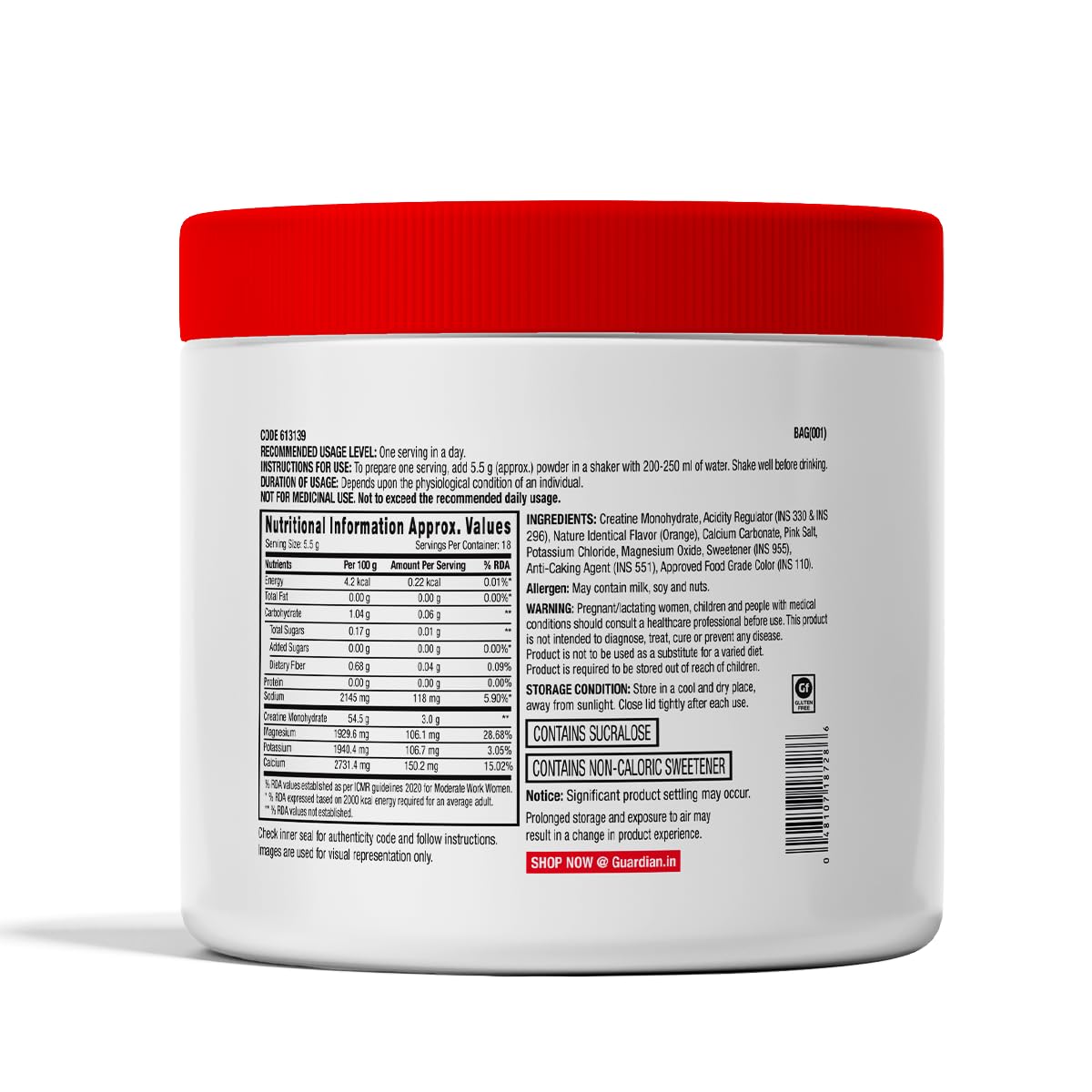 GNC Creatine+ Electrolytes | 3g Creatine Monohydrate + Sodium, Potassium, Calcium, Magnesium | Boosts Muscle Growth, Hydration, Energy & Recovery | Zero Sugar | 100% Veg | 100g | Orange — Amazon image 9