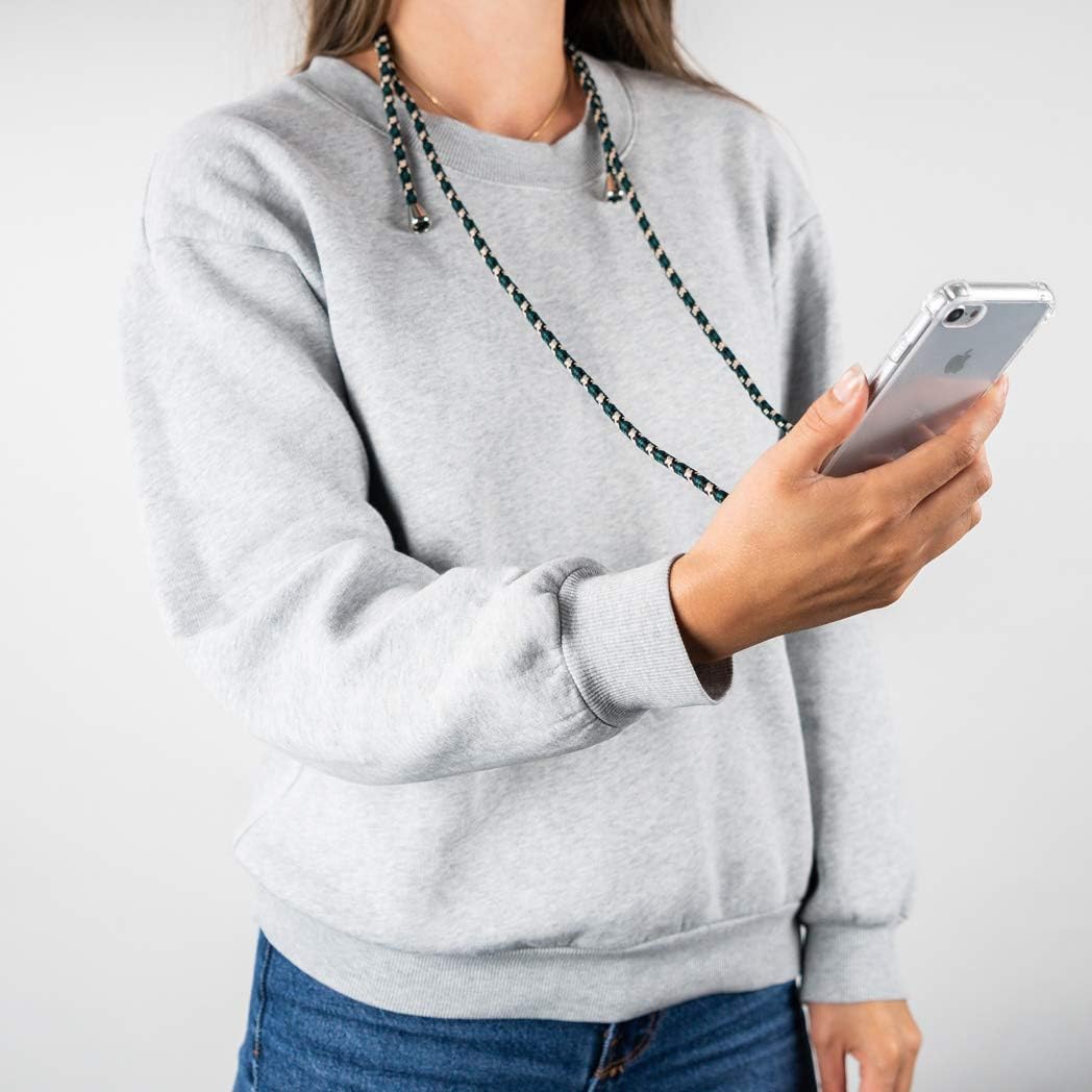 iMoshion Compatible with iPhone SE (2020), iPhone 8, iPhone 7 Mobile Phone Chain - Case with Strap for Hanging - Transparent Case Mobile Phone Case with Chain in - Silicone Edge and Corner Protection