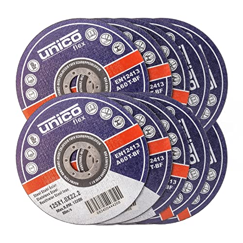 10x IPOTOOLS Disque a tronconner 125 metal - Disque meuleuse 125 metal en acier inoxydable, disque meuleuse 125 mm x 1,0 mm, pour métal, acier et acier inoxydable Métal INOX Fer
