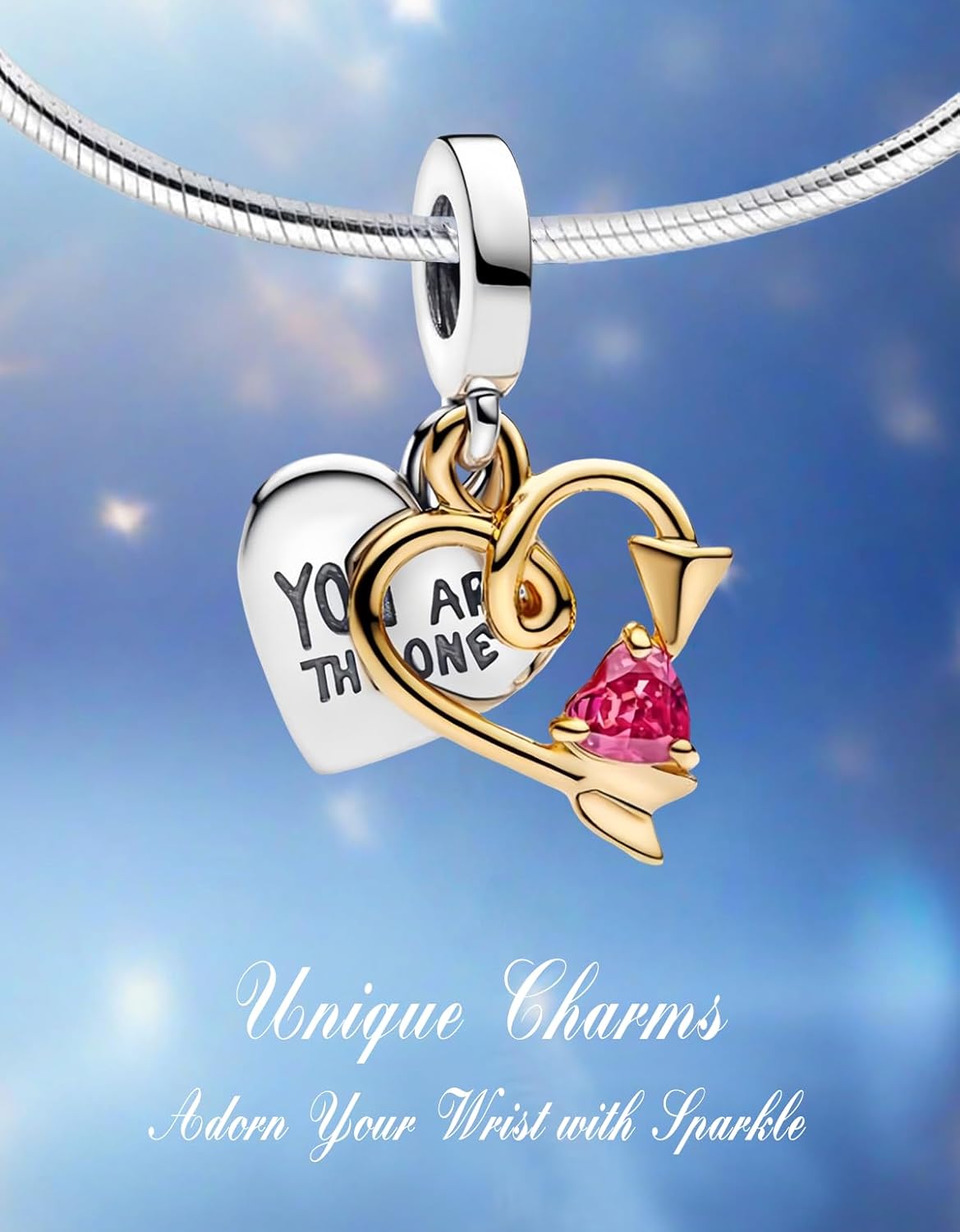 925 Sterling Silver Bead Charm Love Heart Family Charms Fit for Pandora Bracelets and Necklaces Christmas Dangle Pendant for Women Jewelry, Valentine's Day Birthday Gift - Image 2