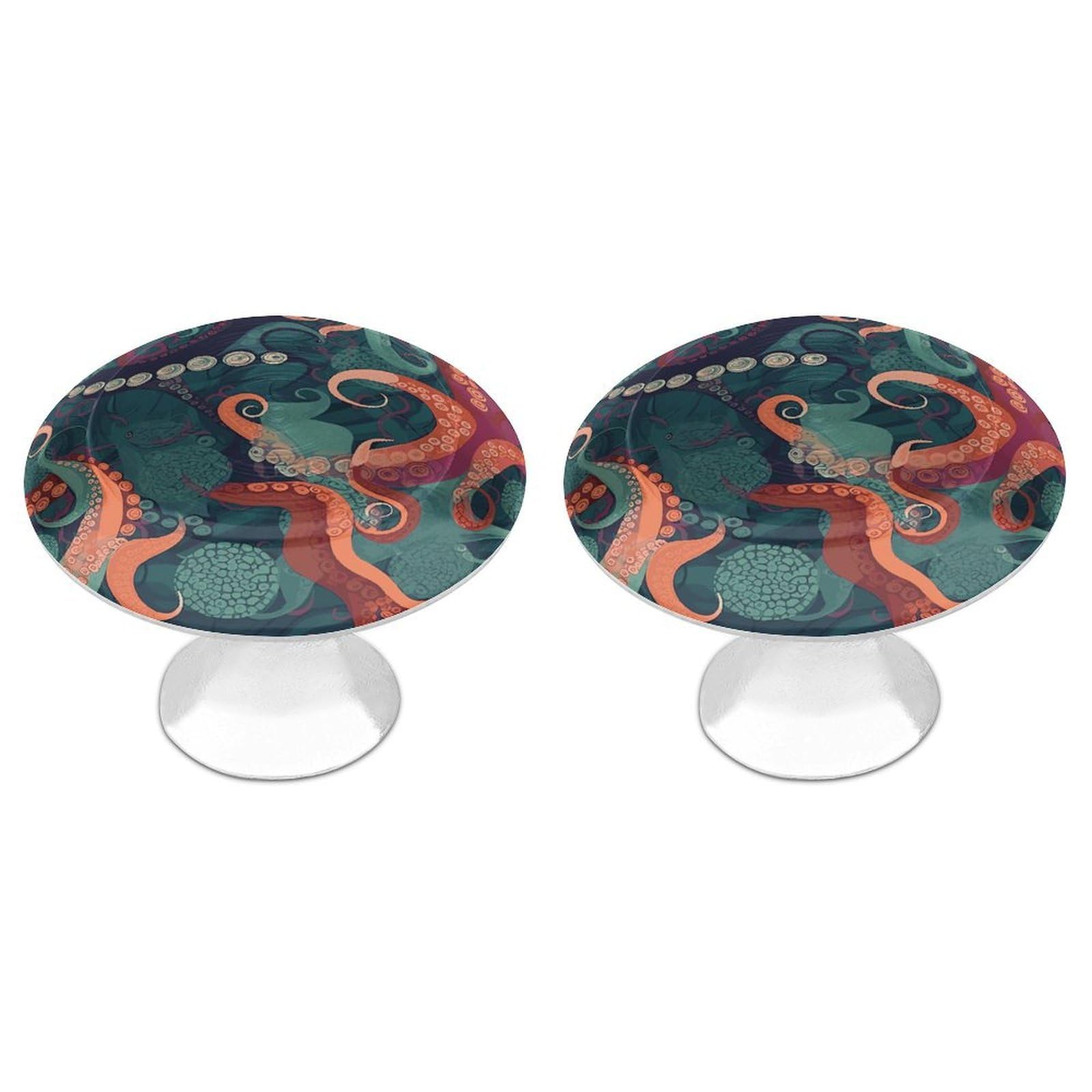 FekiLoot Abstract Octopus Cabinet Knob Kitchen Drawer Knob Stainless Steel Round Drawer Pulls Modern Cabinet Hardware Vintage Dresser Drawer for Kitchen Bathroom Closet Dresser Cabinets