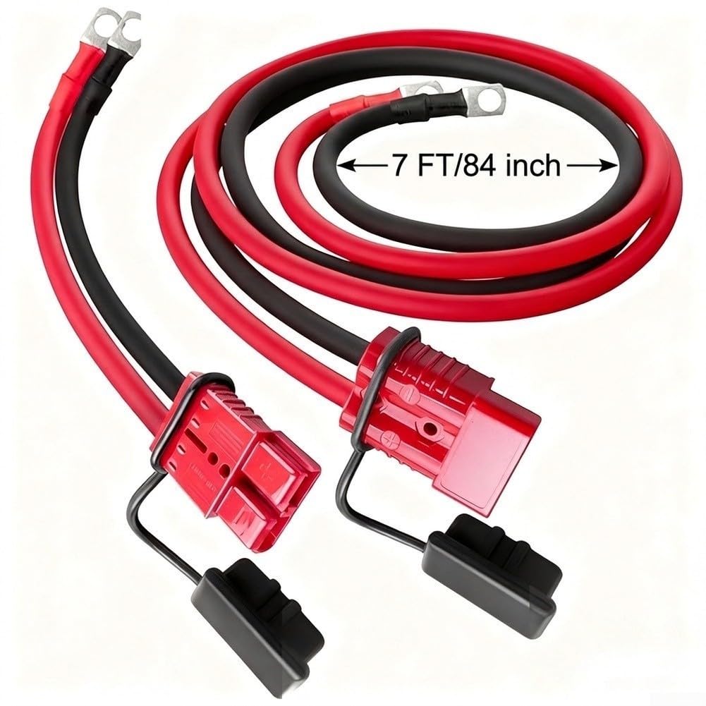 Winch Stromkabel 4AWG 7FT Wetterfest Hohe Strombelastung Kupfer Versilbert Winchkabel 4AWG 7FT für robuste Verbindung Offroad Winchkabel 4AWG 7FT Für Landmaschinen Anhänger Stromkabel 7FT 4AWG Mit