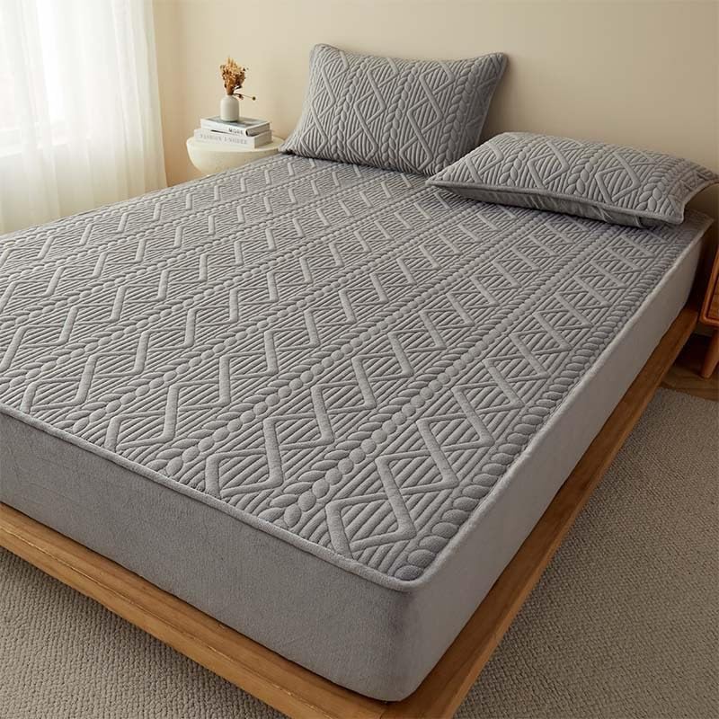 Mattress Pad Fluffy Deep Pocket Mattress Cover Mattress Topper Quilted Fitted Premium Mattress Protector Bed Mattress Cover with Deep Pocket Up to 6-18 Inches (Color : Gray, Size : King)
