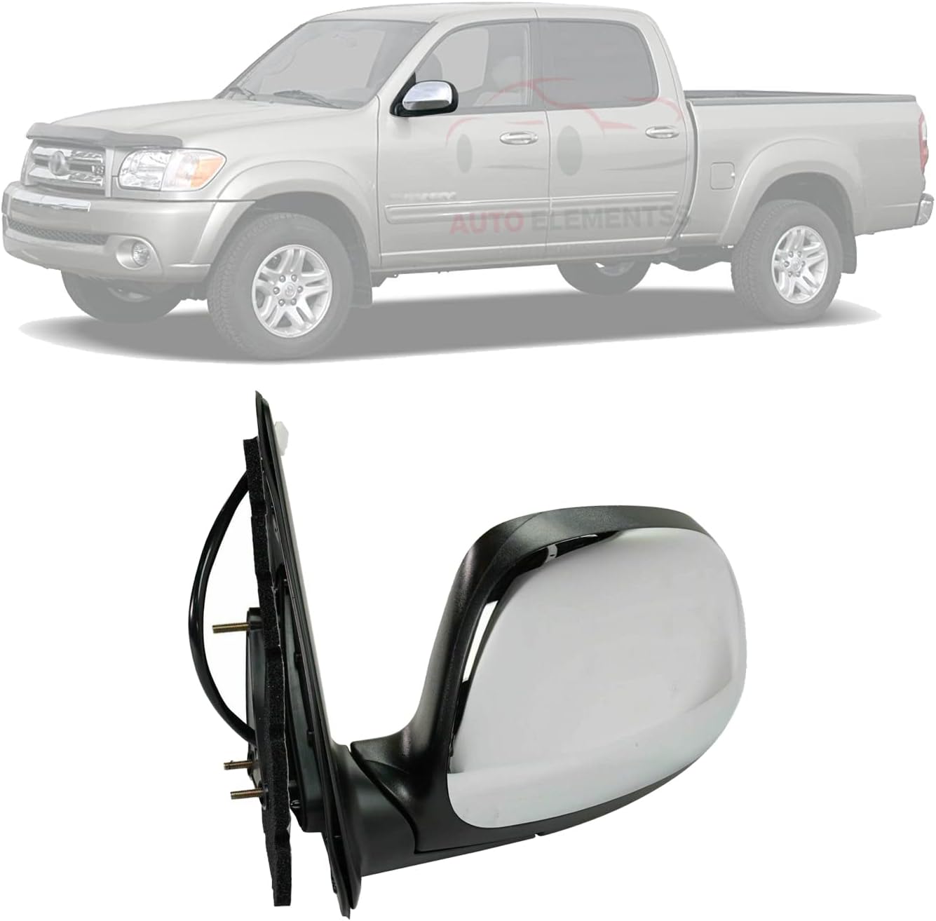 Side View Mirror Driver Side Power Glass Chrome For 2004-2006 Toyota Tundra Direct Replacement