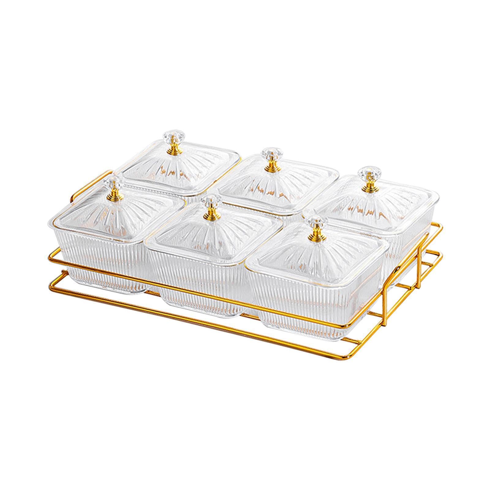 Vassoio da portata per antipasti con supporto, piatto per frutta secca, elegante presentazione di caramelle e snack, vassoio da portata diviso, per frutta secca, 6 snack