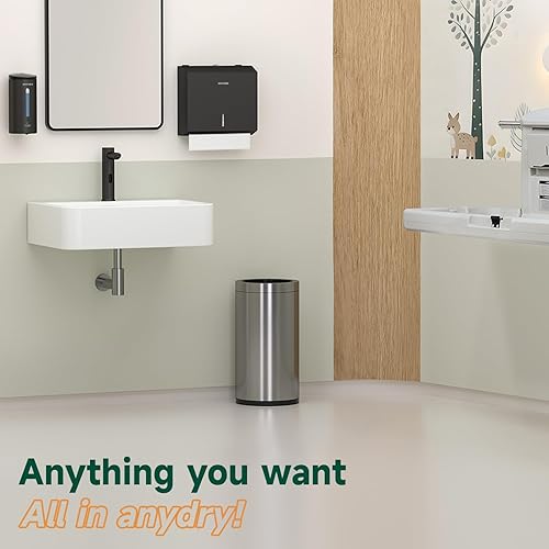 Miniatura 7 de Dispensador automático de jabón negro mate, montado en la pared, 25 onzas, gran capacidad para baños, garajes y talleres