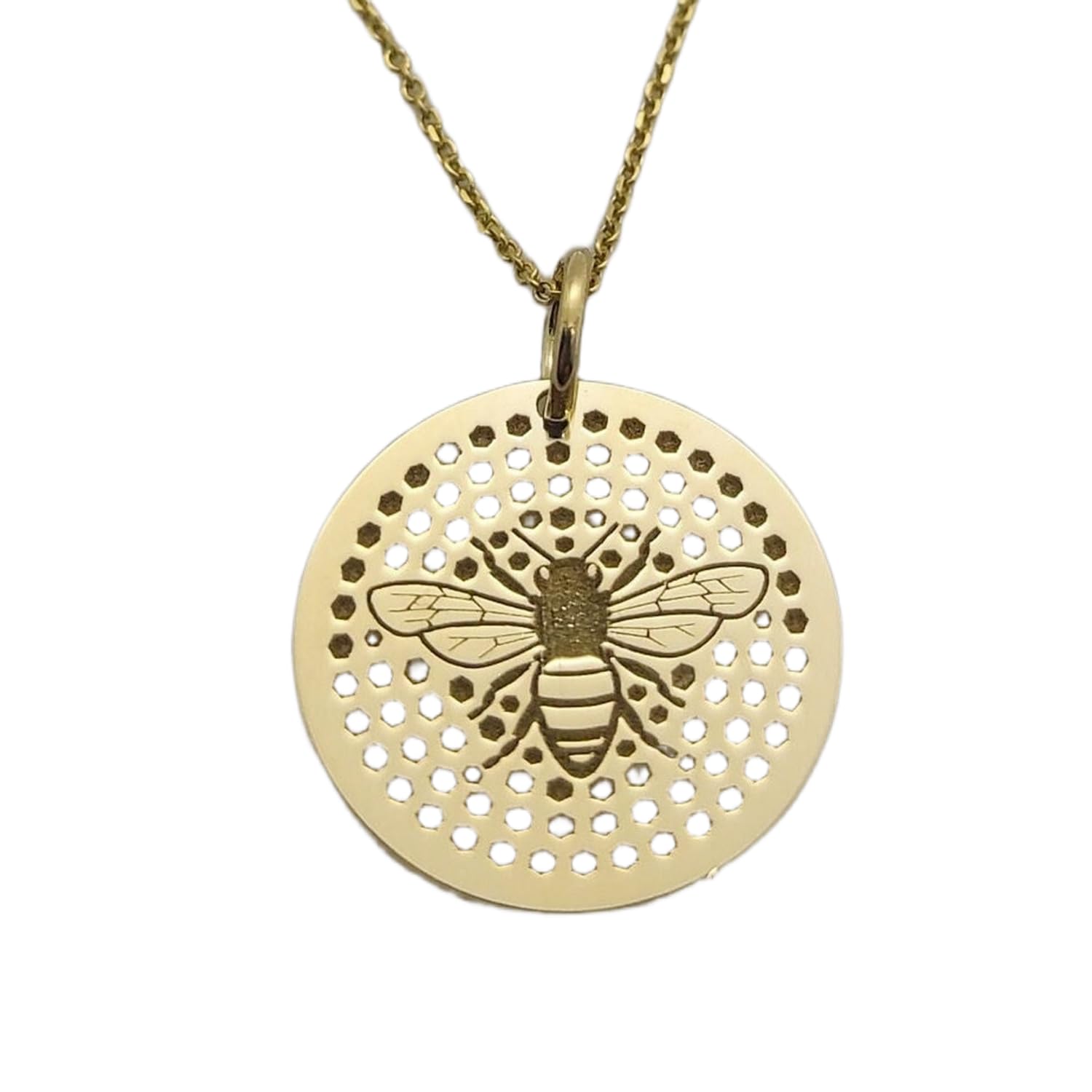 Collier pendentif pièce abeille en argent plaqué or élégant - 4