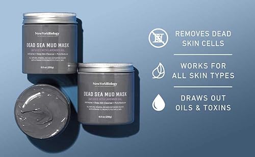 Máscara de barro del Mar Muerto de New York Biology con infusión de lavanda con máscara de barro del Mar Muerto infundida con eucalipto, reductor de