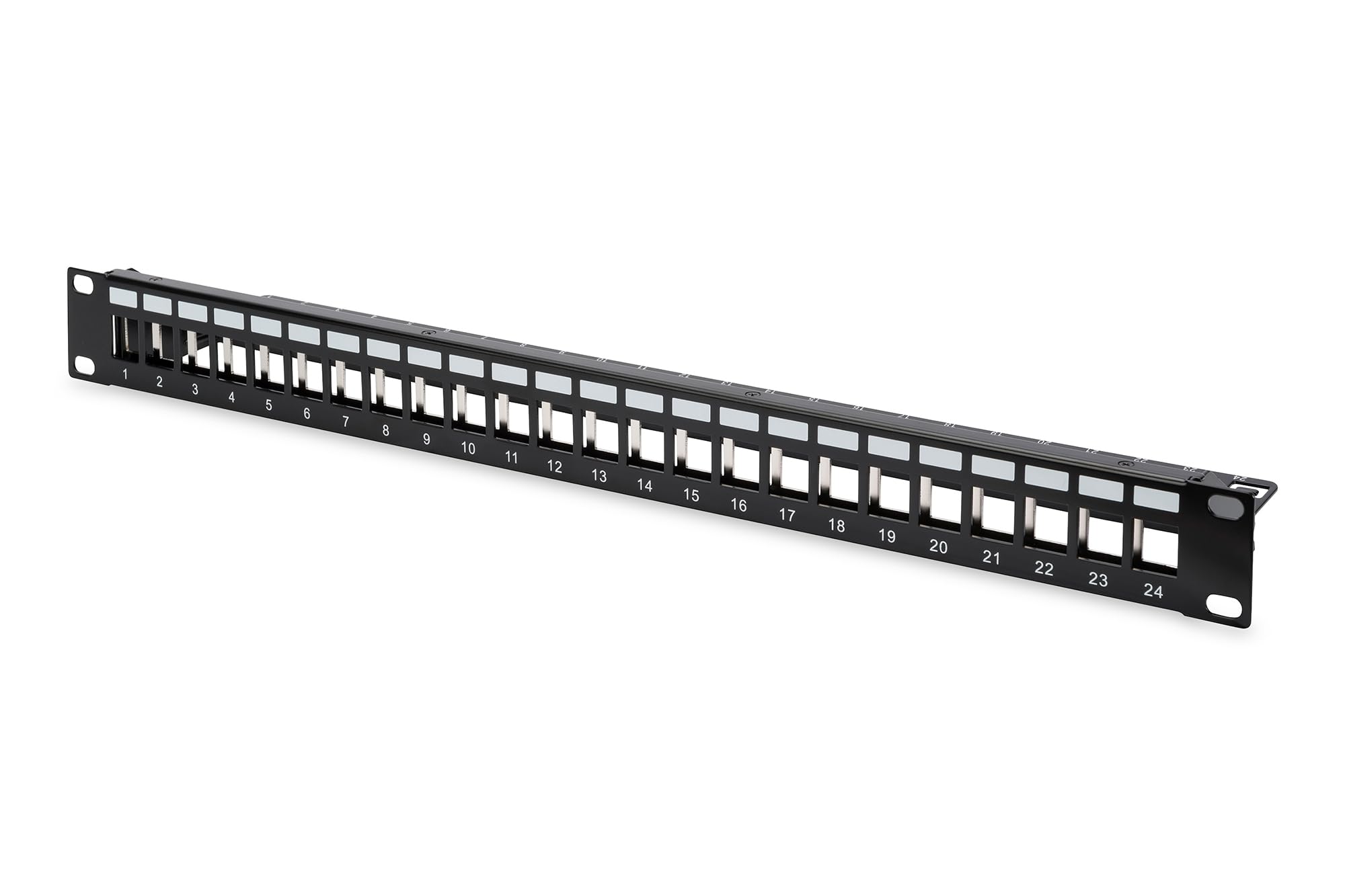DIGITUS PatchPanel Set – 24 porte – con 24 moduli Keystone DN-93615 – 500 MHz – CAT 6A – Montaggio su rack in armadio di rete da 19 pollici – 1 U – Nero