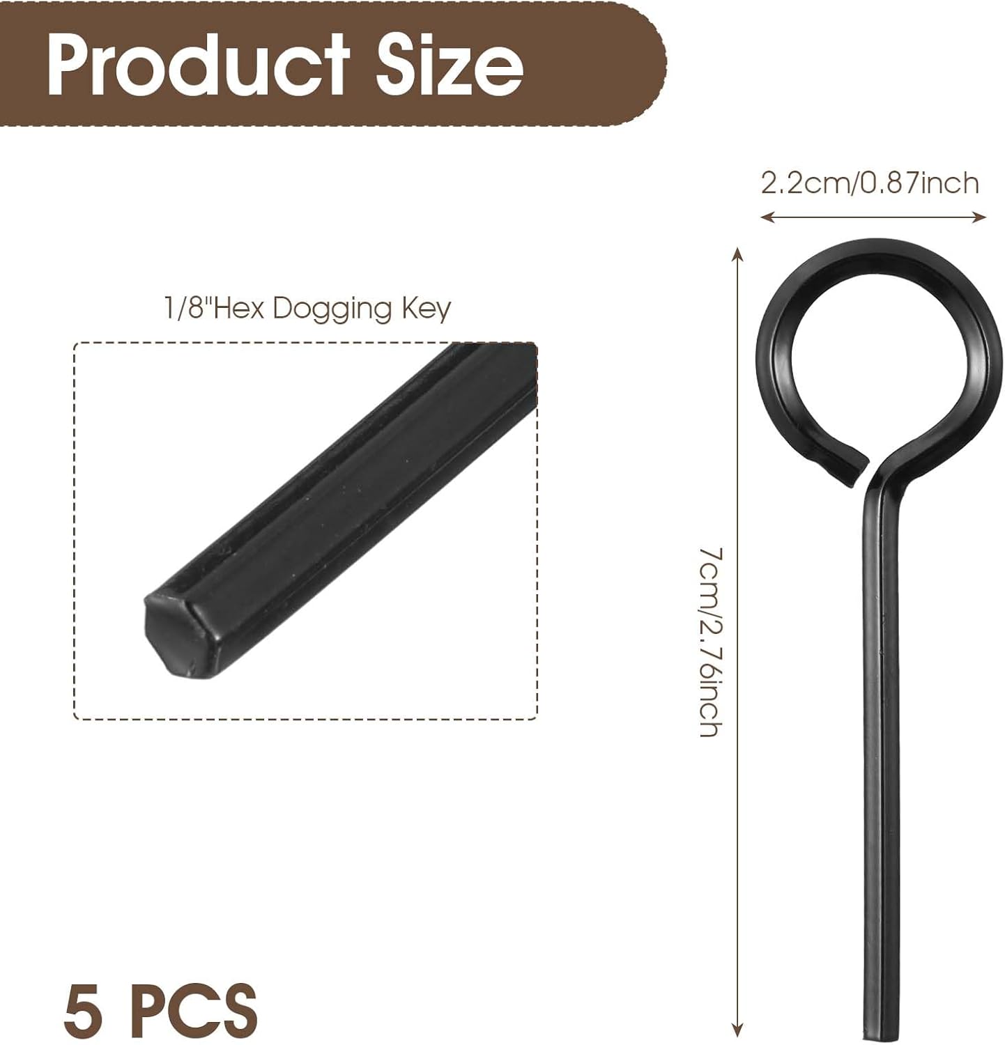15 Pcs 1/8” Standard Hex Dogging Key, Black Metal Allen Wrench Door Key with Full Loop Allen Key Sets for Push Bar Panic Exit Devices