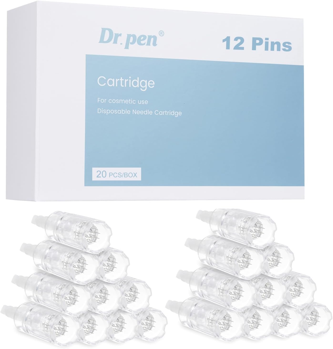 Dr. pen Ultima A10 Lot de 20 cartouches 12 broches pour le traitement des cicatrices d'acné, des cicatrices, des cicatrices et des vergetures – Cartouches authentiques Dr Pen Ultima A10 (20 pièces, 12