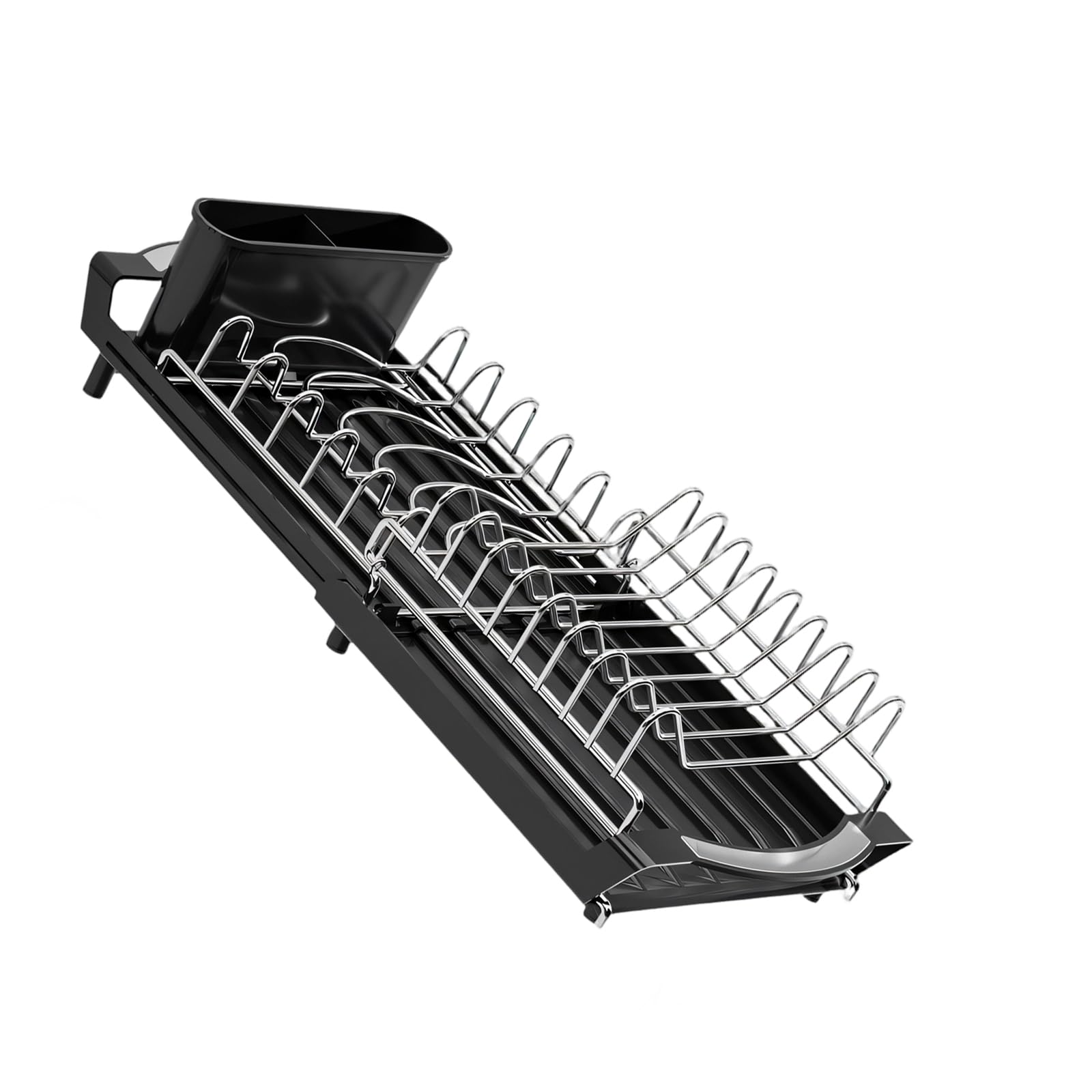 Tsophreniq Strong Double Deck Extendable Kitchen Drain Board Featuring Angled Design for Rapid Drying and Arrangement Friendly Tray Rack