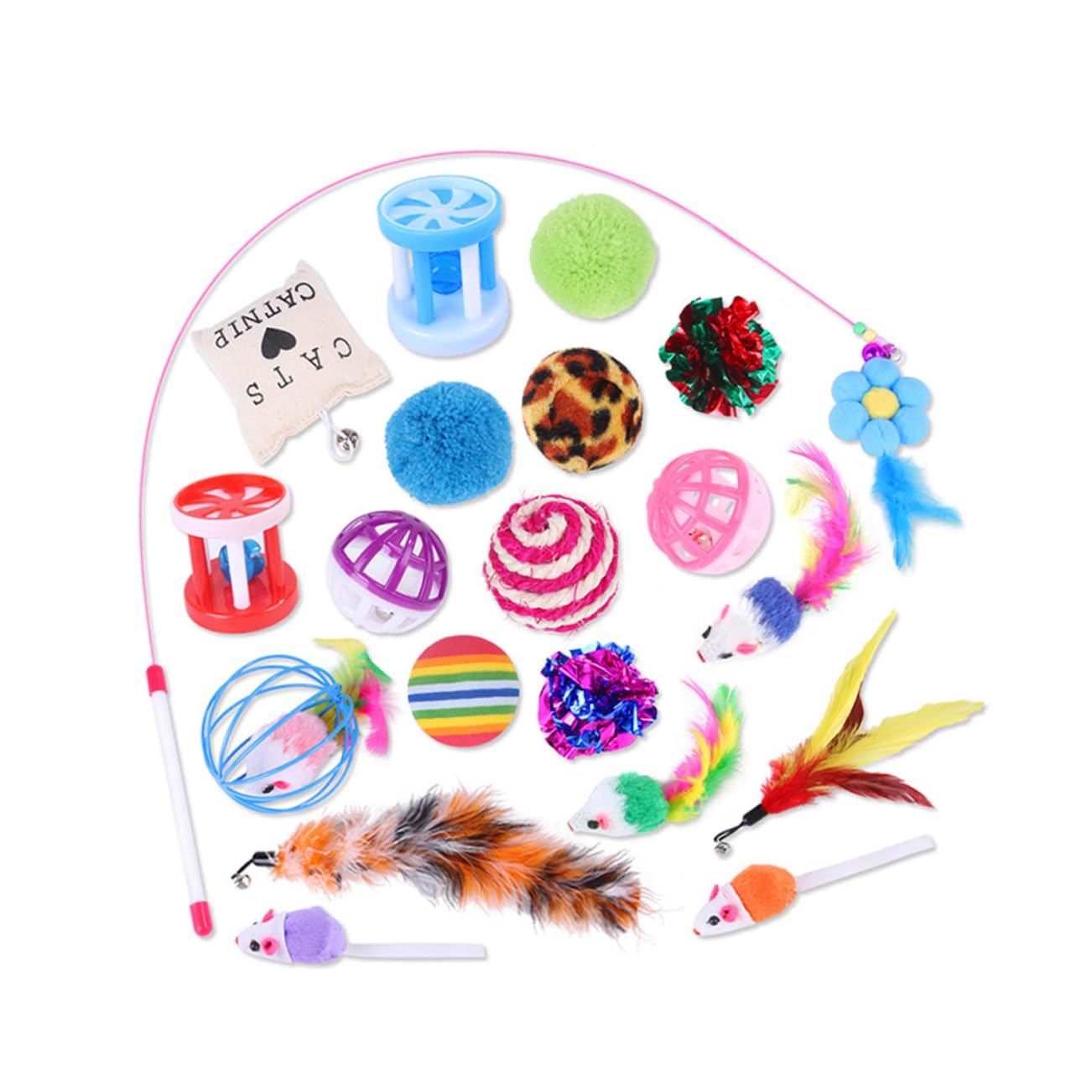 Beavorty 60-teiliges Katzenspielzeug-Set Interaktives Katzenspielzeug-Set Intelligentes Interaktives Spielzeugzubehör Zum Spielen Und Trainieren