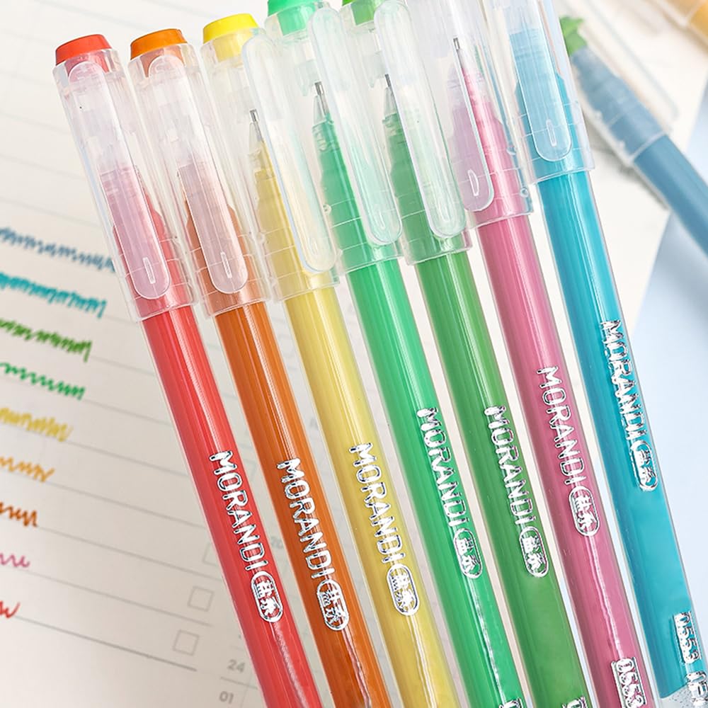 Stylos à encre gel avec pointe fine de 0,6 mm, 6 couleurs en acrylique