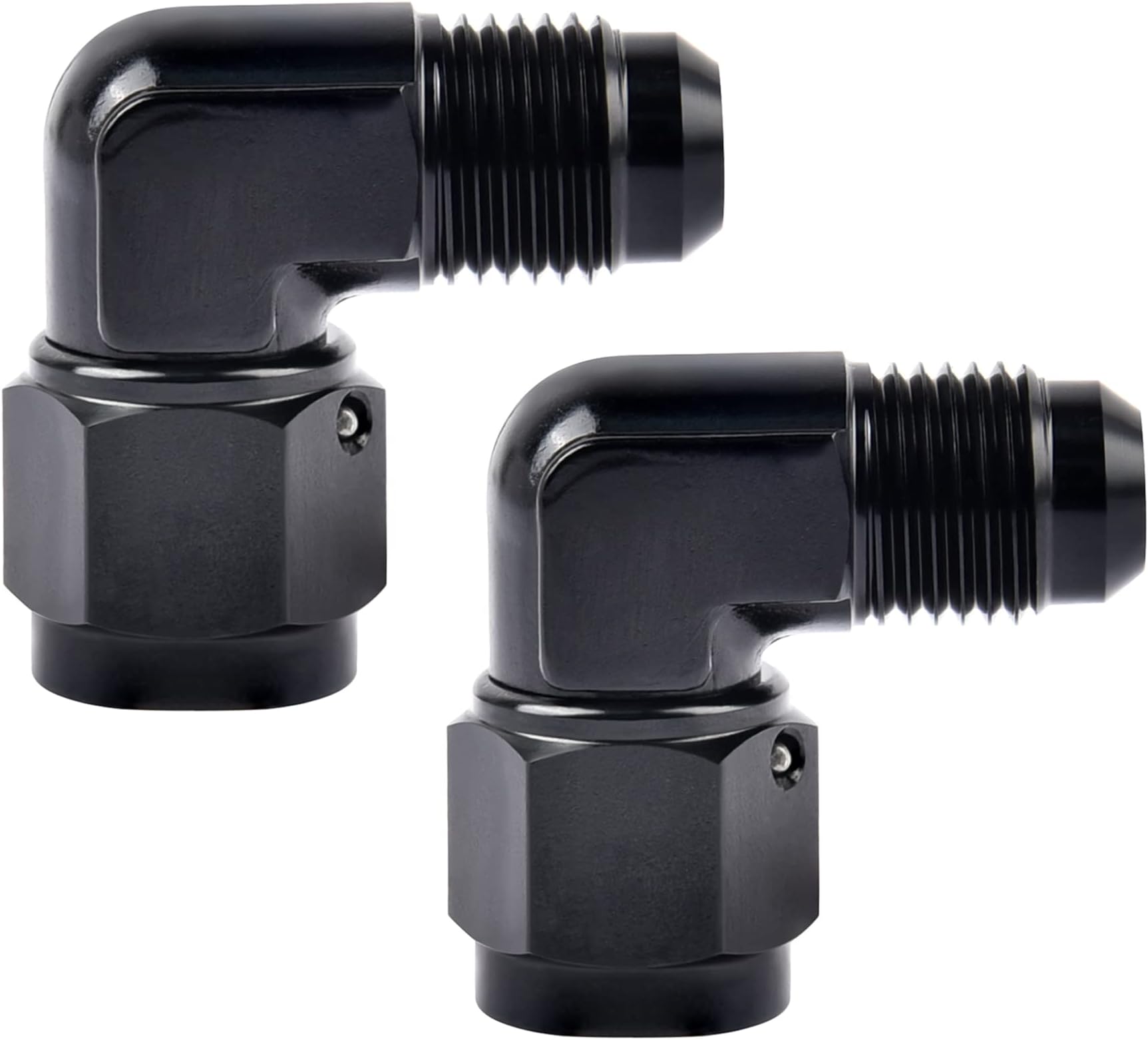EVIL ENERGY 6AN Female to 6AN Male Flare 90 Degree Swivel Fitting Adapter Aluminum Black 2PCS