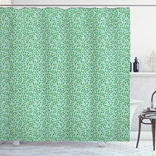 Ambesonne Forest Shower Curtain, Swirly Leafage Branches Curly Plants Forest