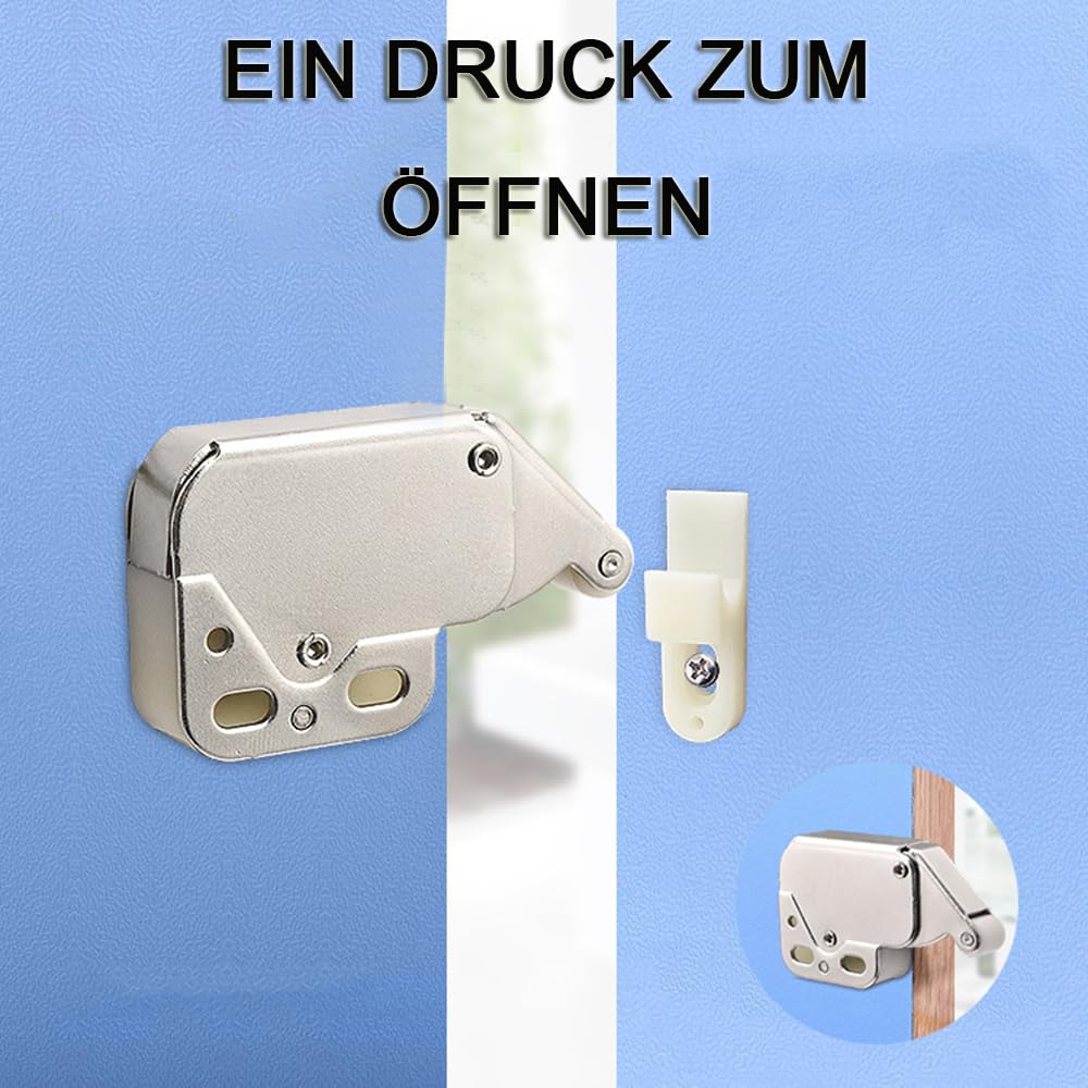 YUNYAN Pack of 6 Door Lock Locking Cabinets Door Catch Latch Push Lock Door with Screws Furniture Catch Spring Lock for Kitchen Cabinet Wardrobe - Image 3