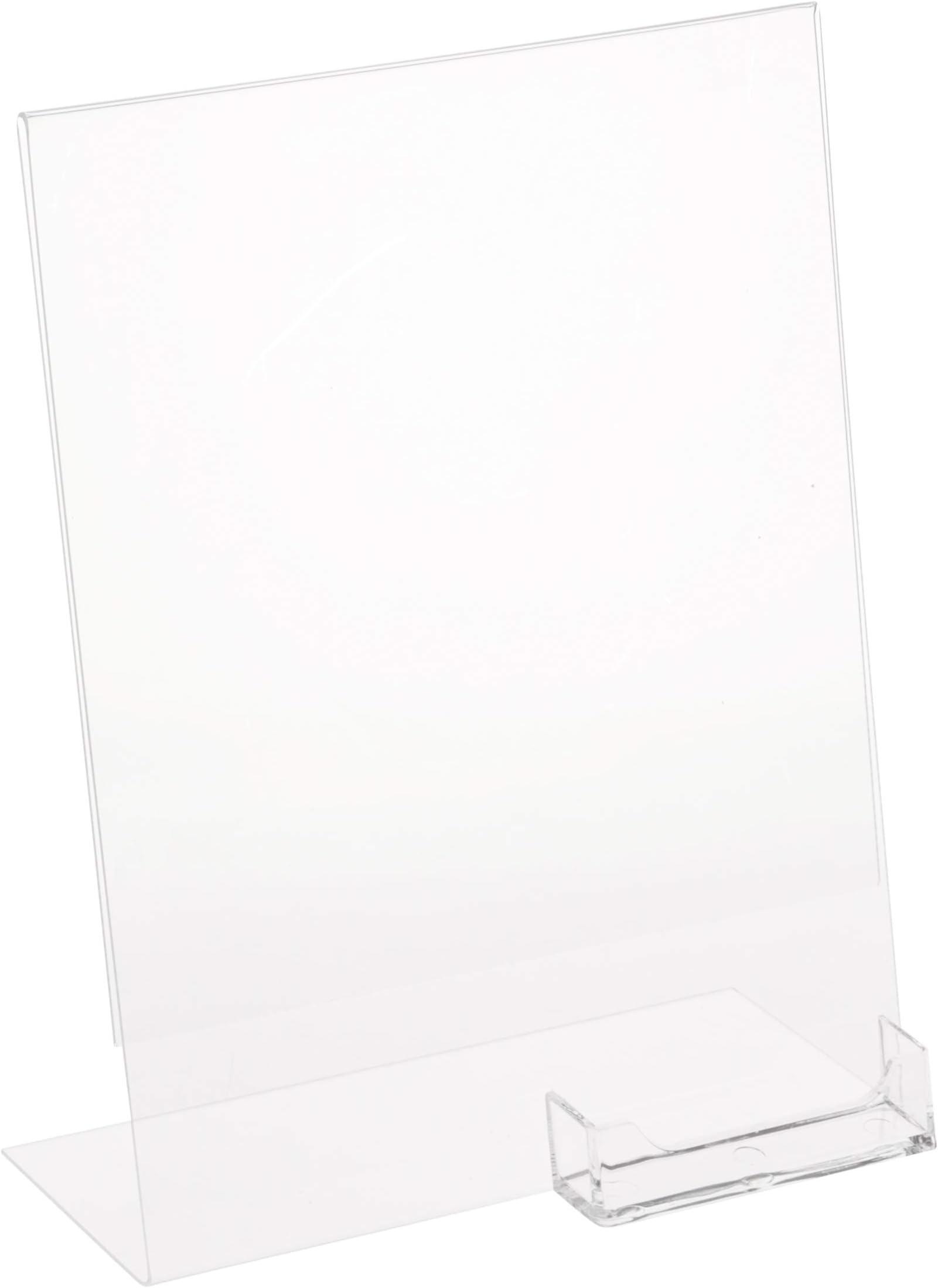 Dazzling Displays Clear Acrylic Slanted Sign Holder Picture Frame 8.5 x 11 with Attached Business Card Holder - Premium Acrylic Sign Holder for Office, Retail, Tradeshow and Home Use (4)