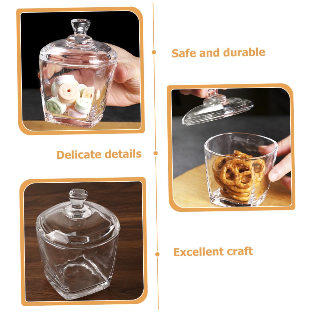 2stücke Glasbehälter mit Deckel Transparent für Aufbewahrung von Snacks und Trockenlebensmitteln Luftdicht und Spart Platz Praktisch für Küche und Zuhause