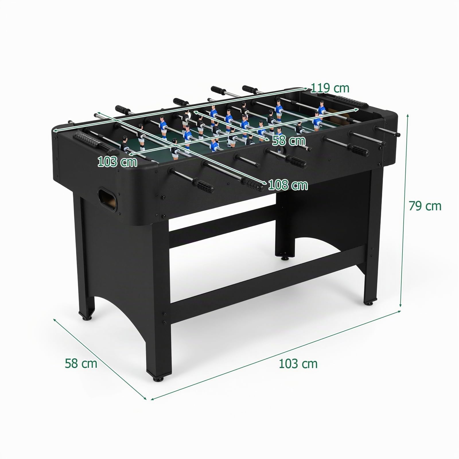 HOMASIS Calcio Balilla in Legno, Tavolo da Calcetto con Aste Telescopiche, 2 Palline, Segnapunti e Maniglie antiscivolo, Biliardino Salvaspazio per Bambini e adulti, 103 × 58 × 79 cm