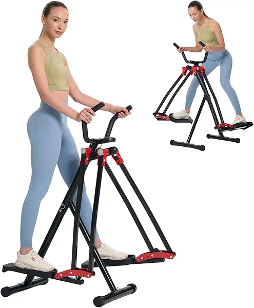 HOTWAVE Air Walker Exercise Machine, Home Space Walker Aerobic Stepper, Foldable Elliptical for Small Spaces - Cross Trainer Glider Exercise Machine for Men and Women Fitness Equipment