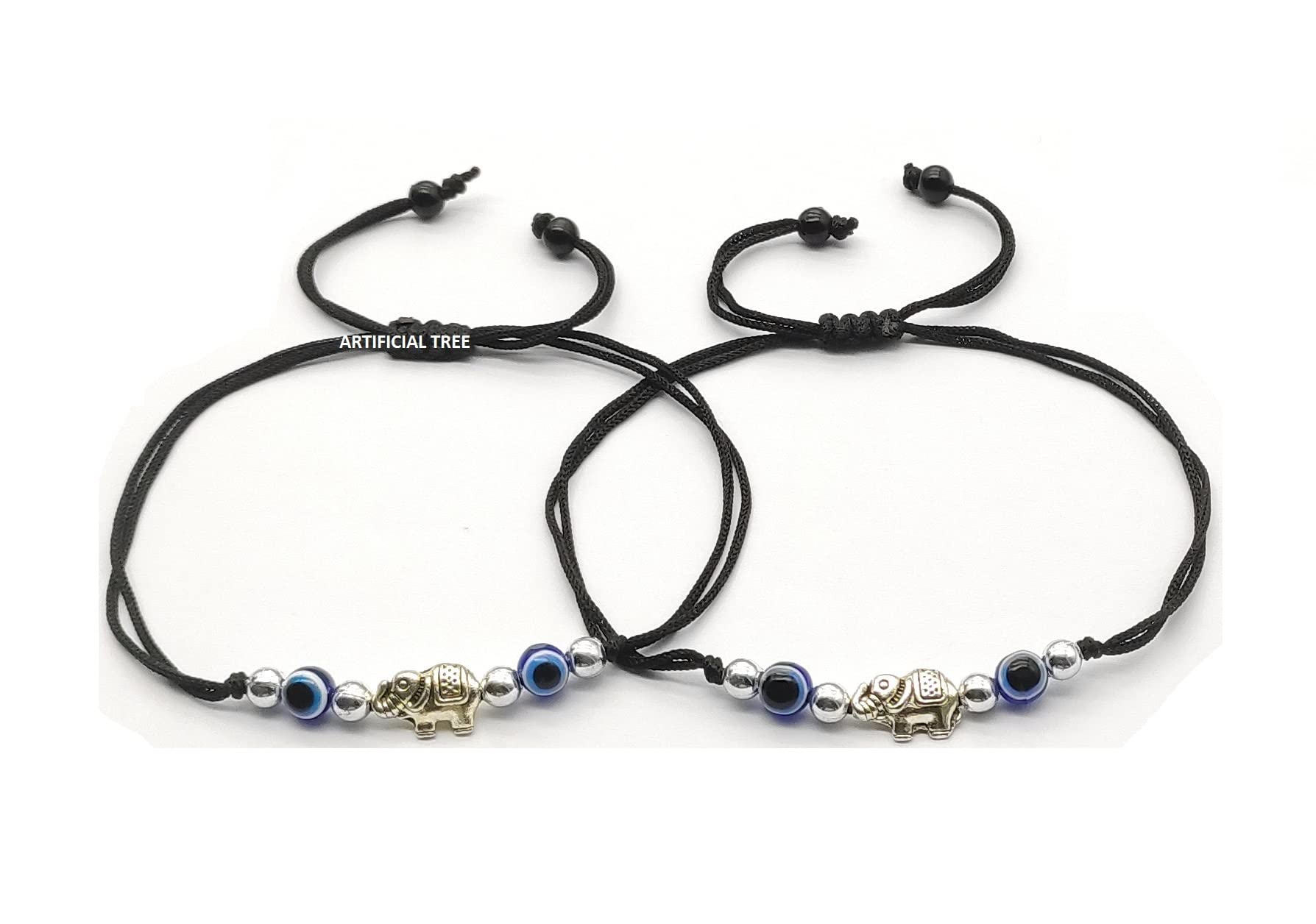 ARTIFICIAL TREE German Silver Evil Eye + Elephant Ball Charms Black Thread Adjustable Anklet | Nazar Battu | for Women and Girls (AT ANK 046) (B0C1CJ37CZ) Amazon Price History, Amazon Price Tracker