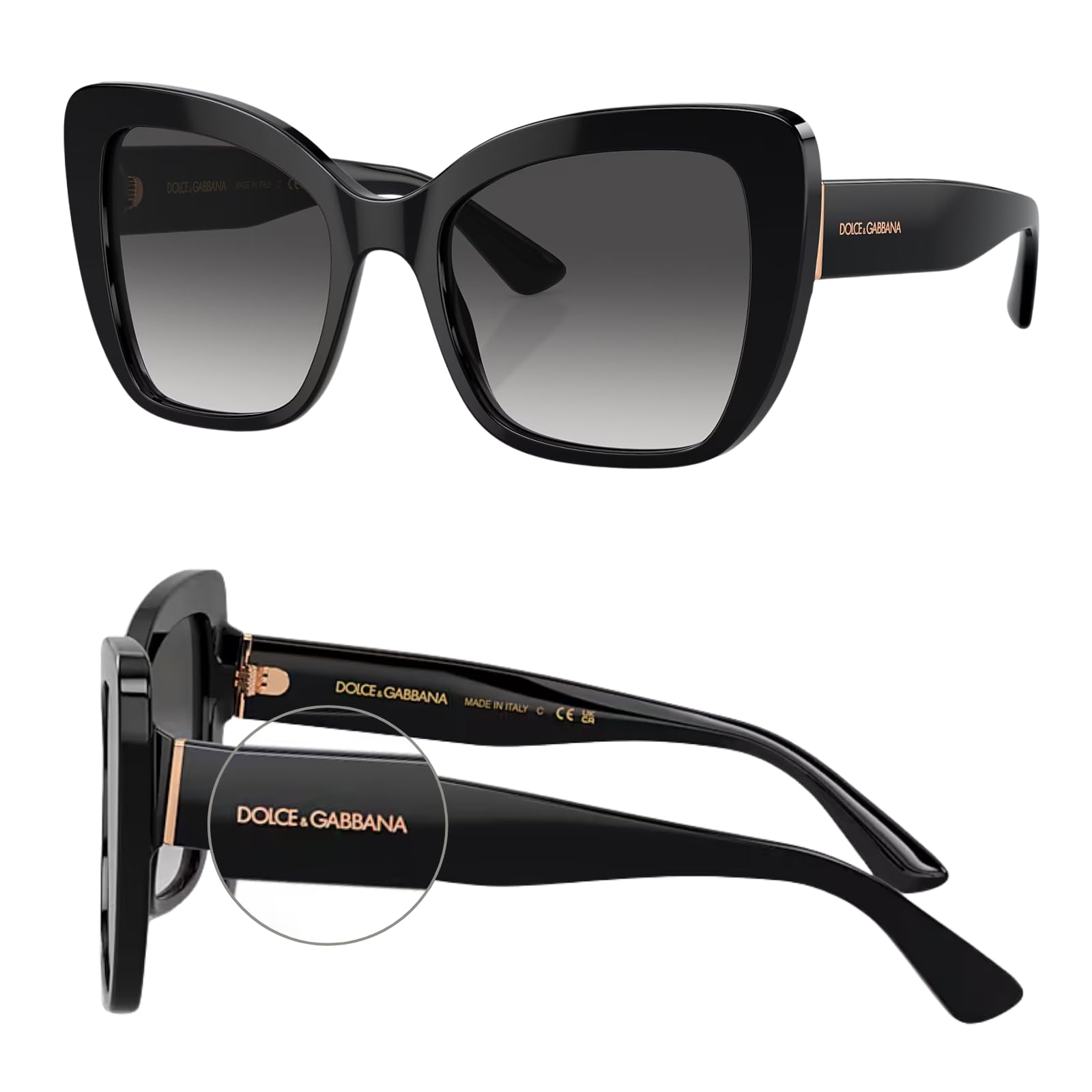 DOLCE GABBANA DG4348 Butterfly Shape Lettering Logo Sunglasses with Luxury Eyewear Kit