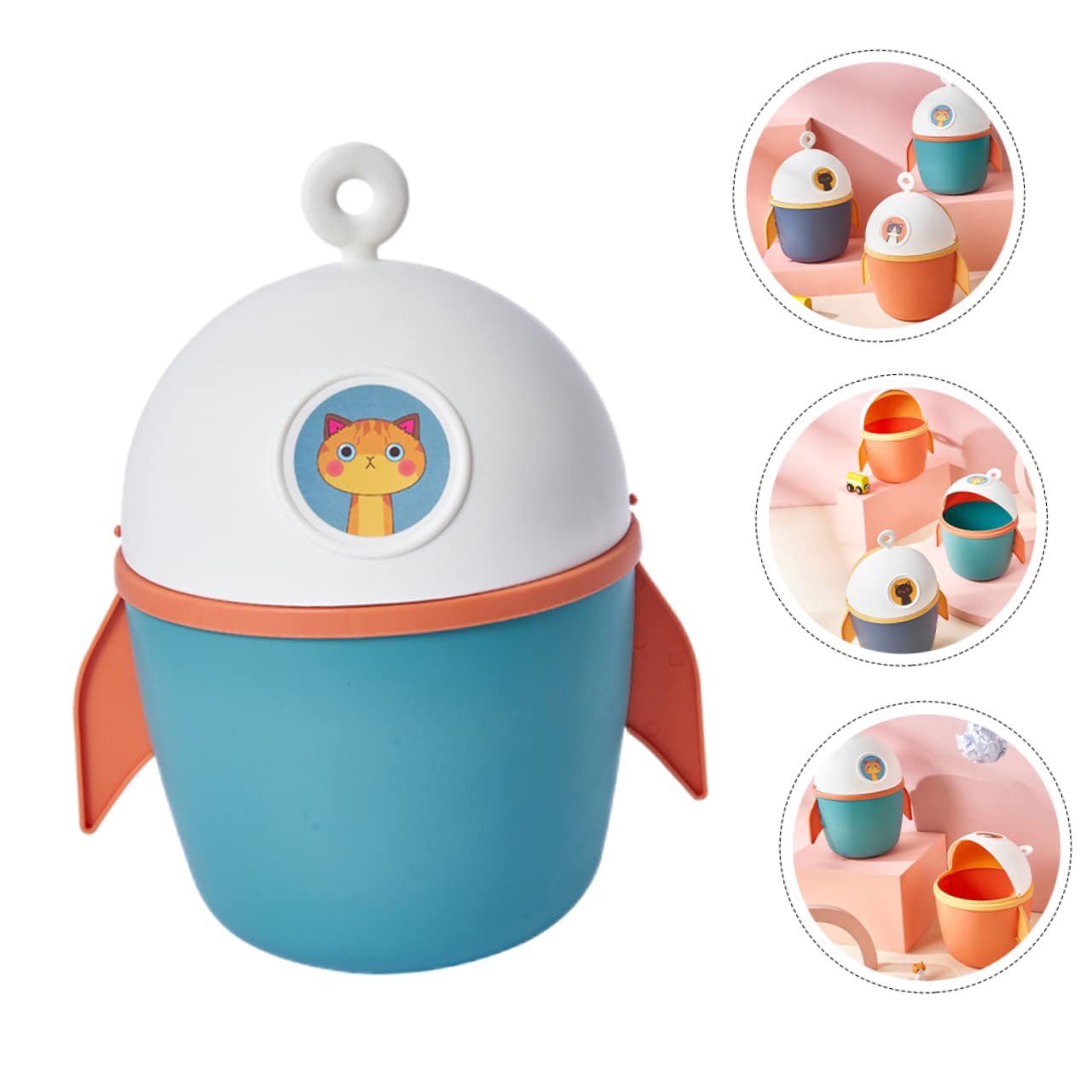 WEKADRIN Cartoon Trash Can Household Waste Paper Container for Small Garbage for Desktop Use Material Design Random Color