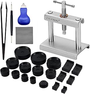 TICFROG Watch Press Tool Set, Back Case Closer for Closing the Cover, Watch Battery Replacement, Watch Opener Remover, Repair Kit for Wristwatches with 18PCS Molds and A Pry Opening, Compatible with Round and Square Rectangular Dials and Backs