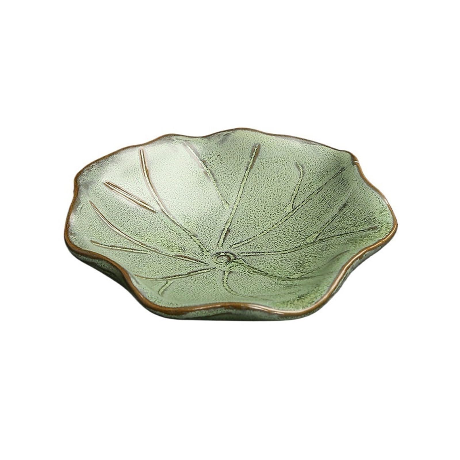 plant dish saucer Retro Lotus Leaf Design Ceramic Drip Tray Desktop Flower Arranging Saucer Decor