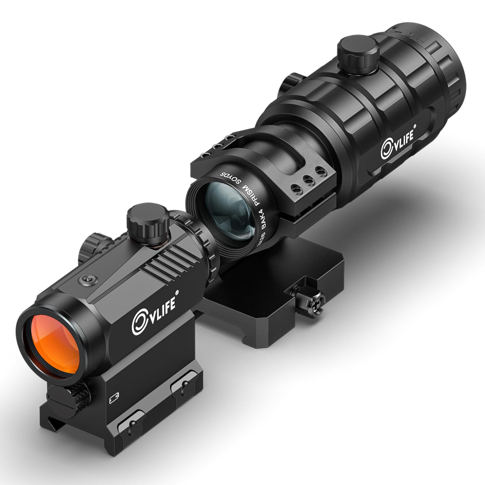 CVLIFE Motion Awake Red Dot and Magnifier Combo, Auto Brightness Adjustment, 3 MOA Red Dot with 3X Magnifier, Absolute Co-Witness Optic, Open Reflex Optic Sight with Flip-to-Side Mount.